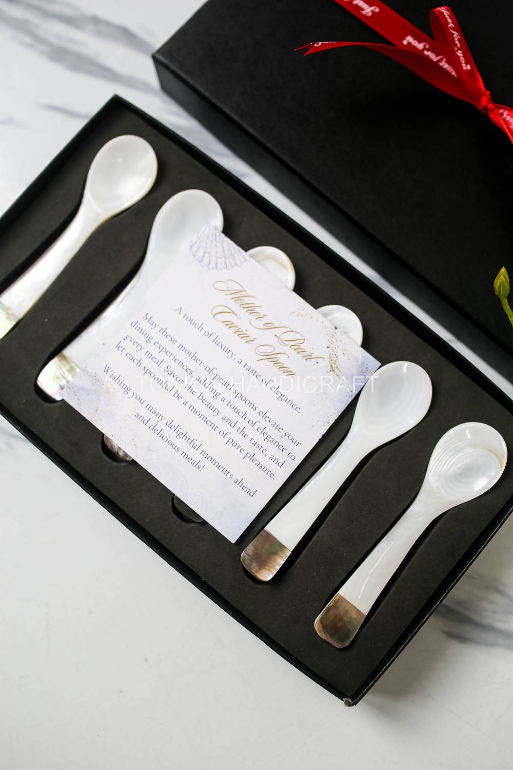 Personalized Set 6 Pik Mother of Pearl Caviar Spoon Gift Box