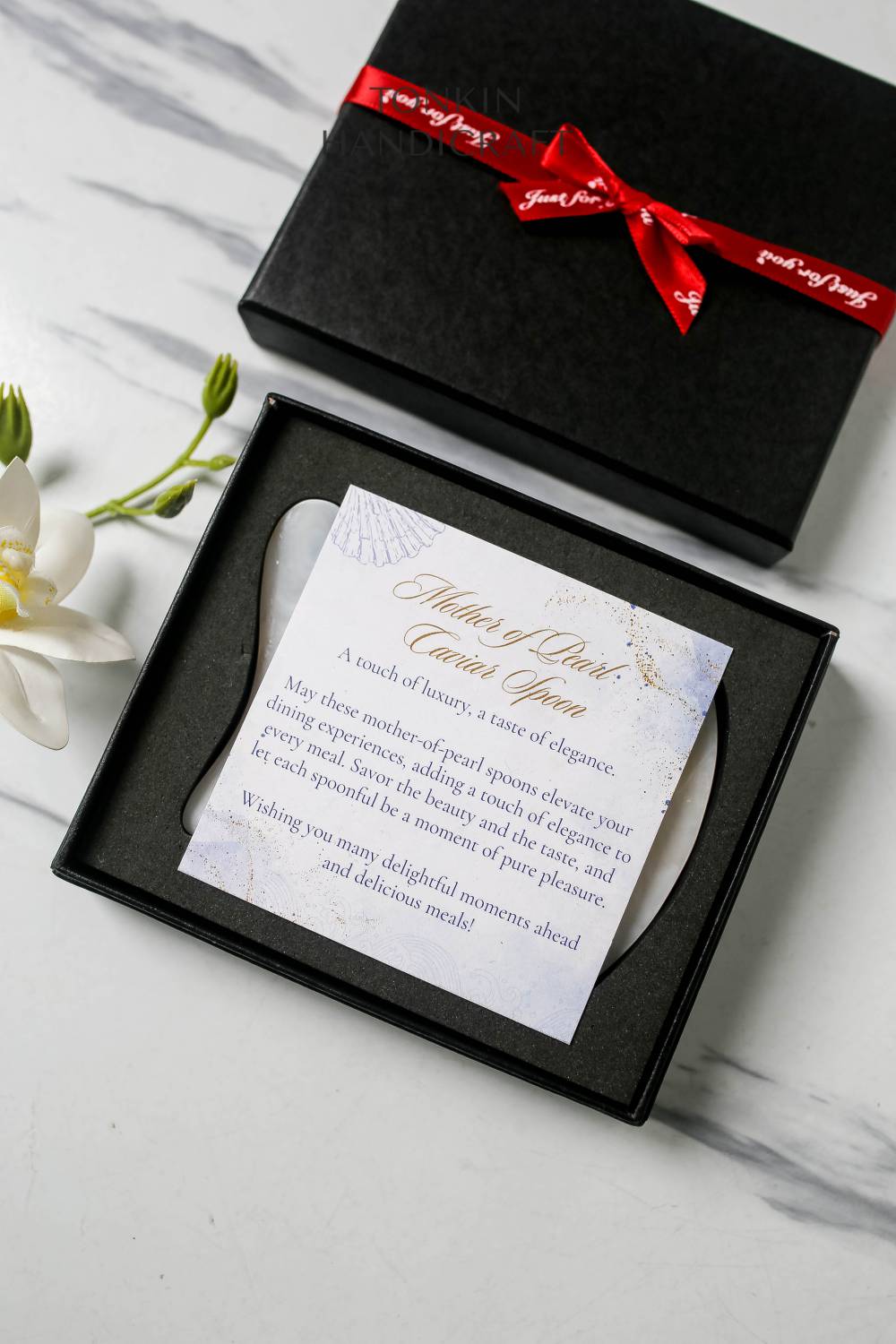 Personalized Set 4 Moo Mother of Pearl Caviar Spoon Gift Set