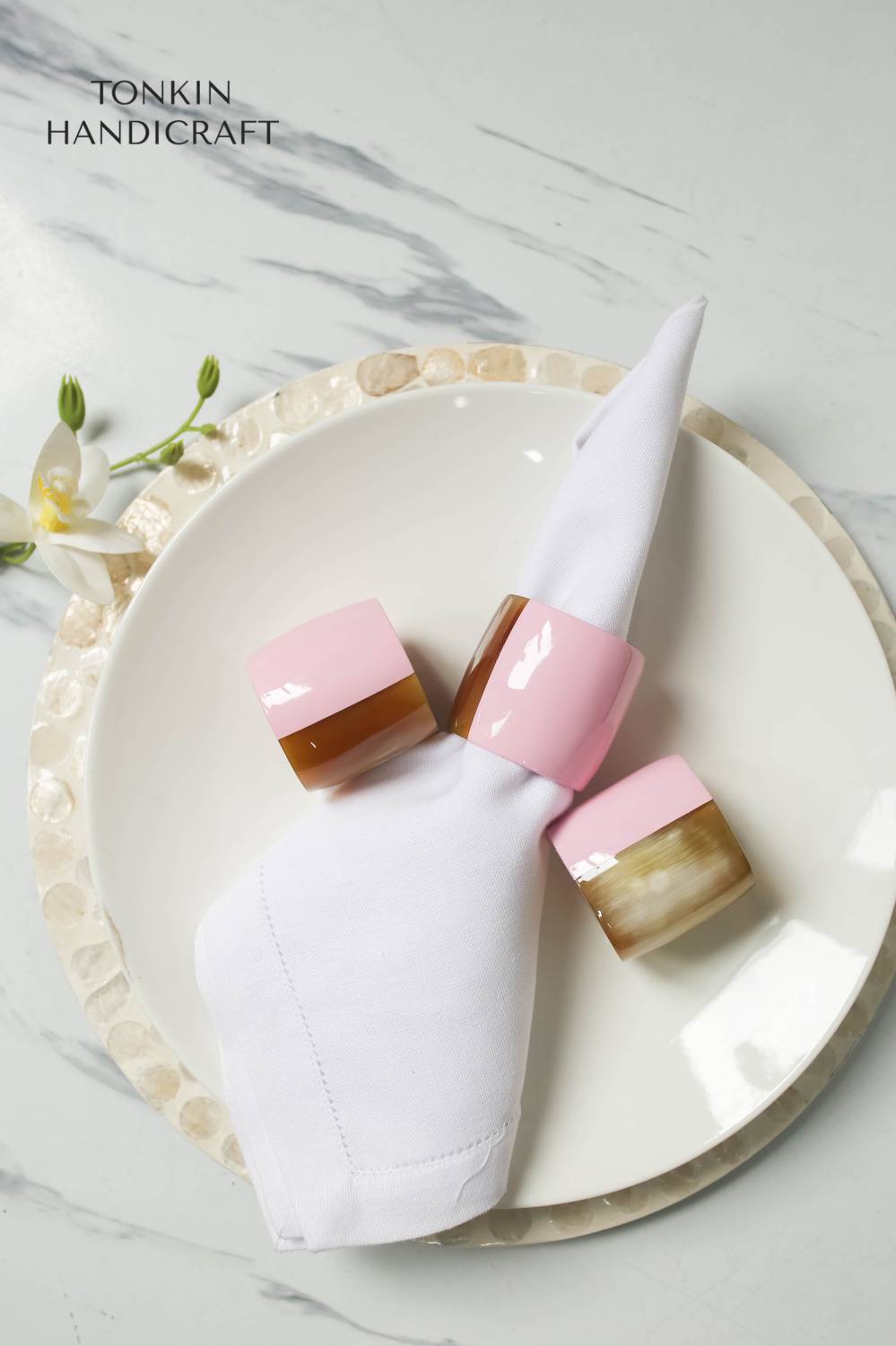 Plum Pink Horn Long Napkin Ring