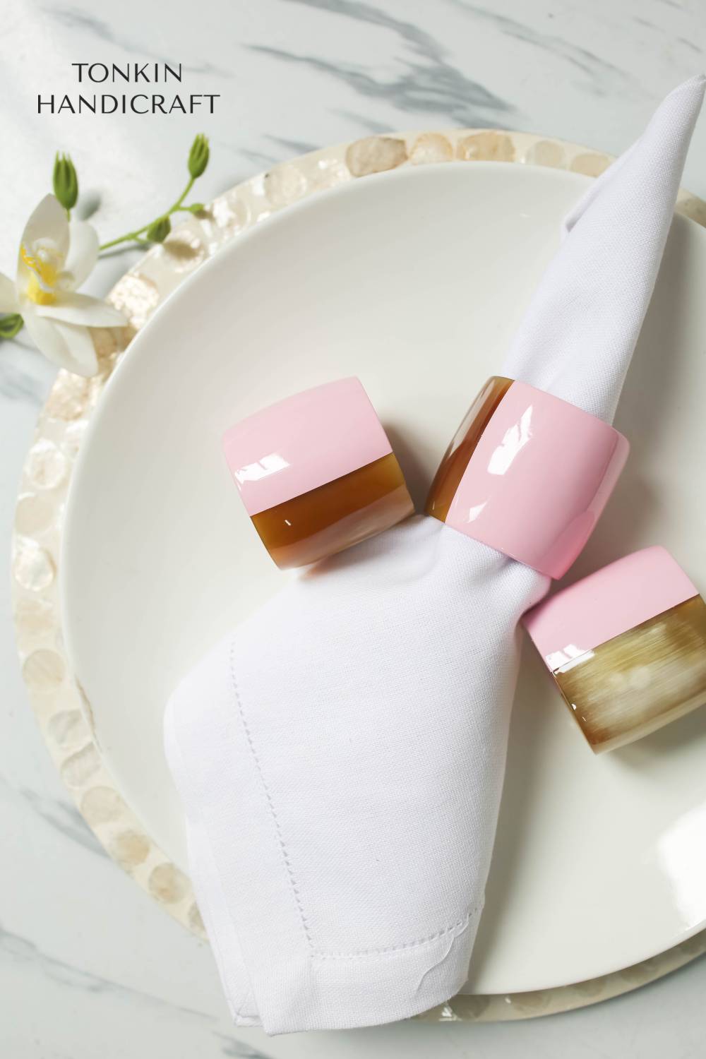 Plum Pink Horn Long Napkin Ring