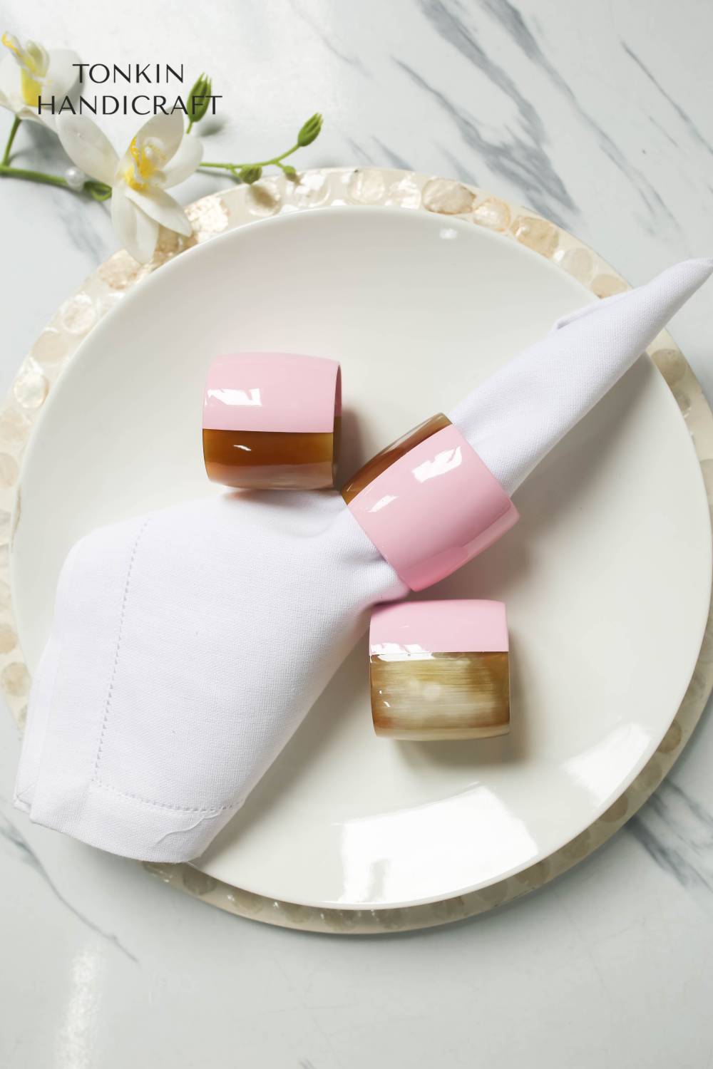 Plum Pink Horn Long Napkin Ring
