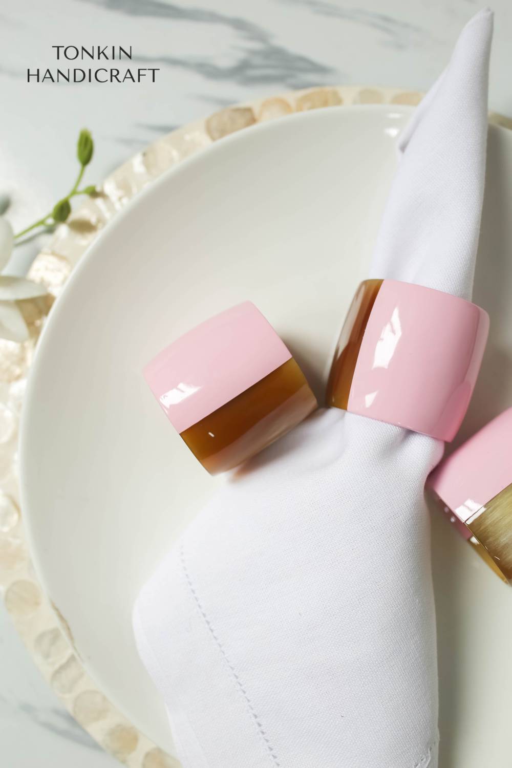 Plum Pink Horn Long Napkin Ring