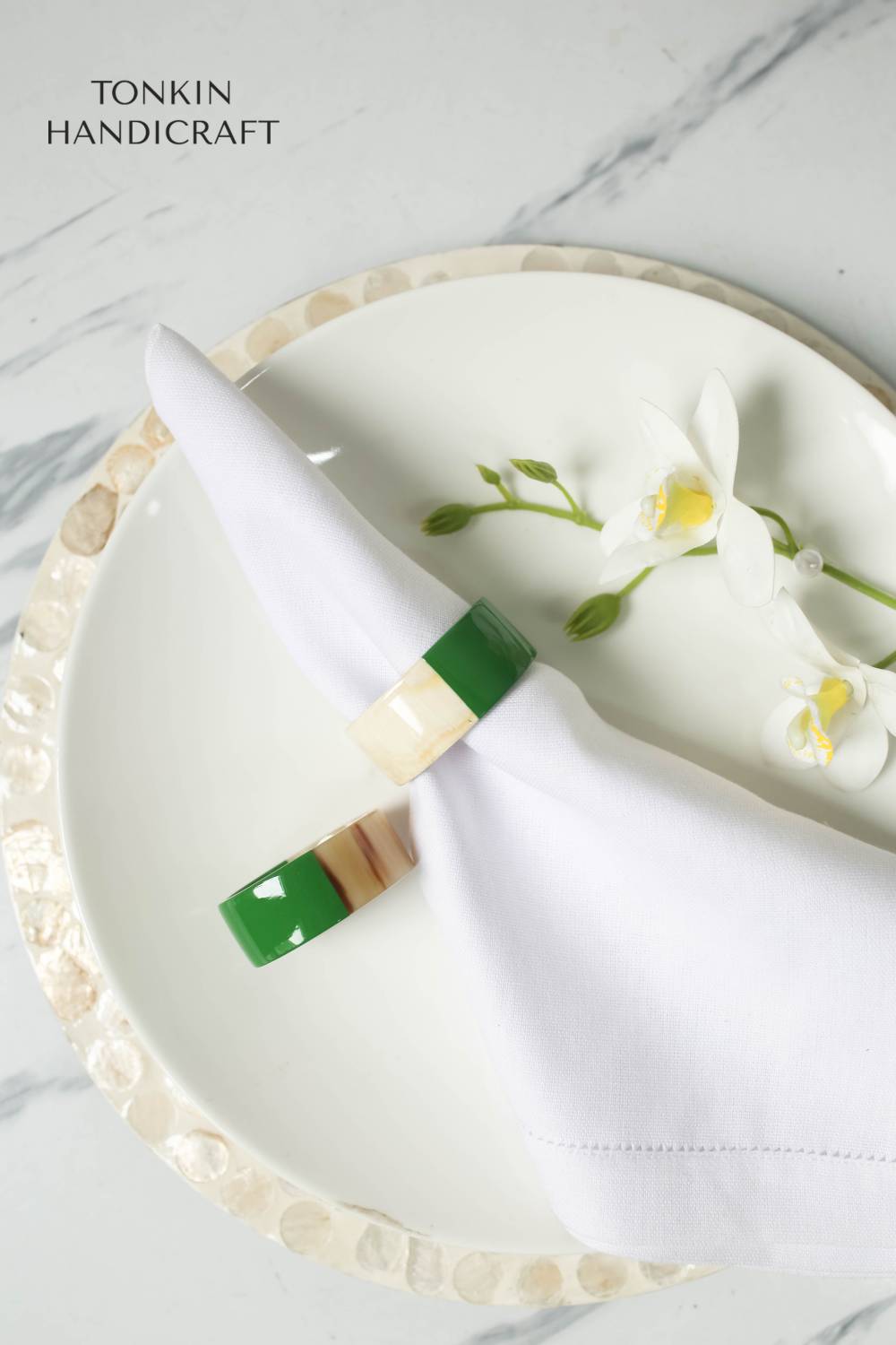 Emerald Lacquer Horn Napkin Ring