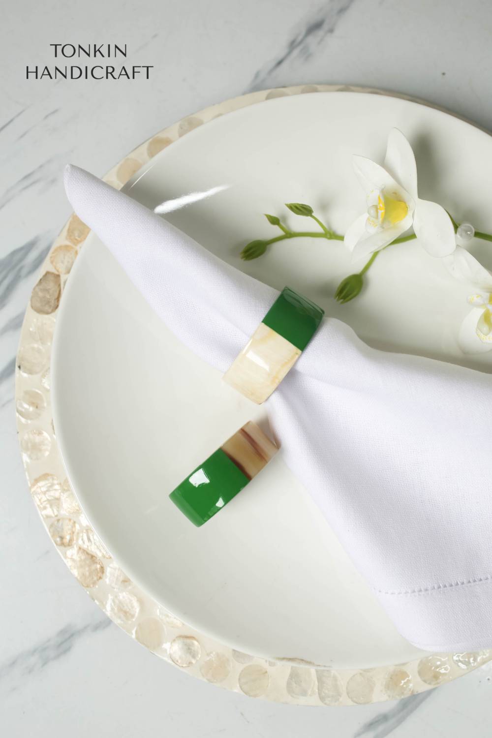 Emerald Lacquer Horn Napkin Ring