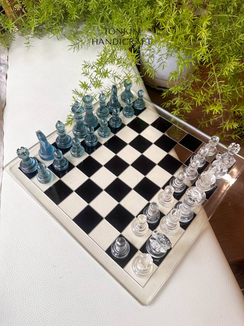 Bluee Resin Chess Set