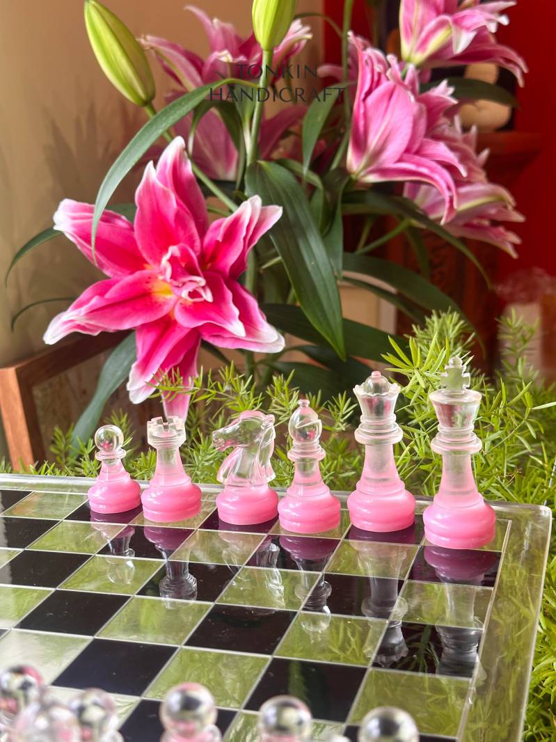 Resin Pink Chess Set