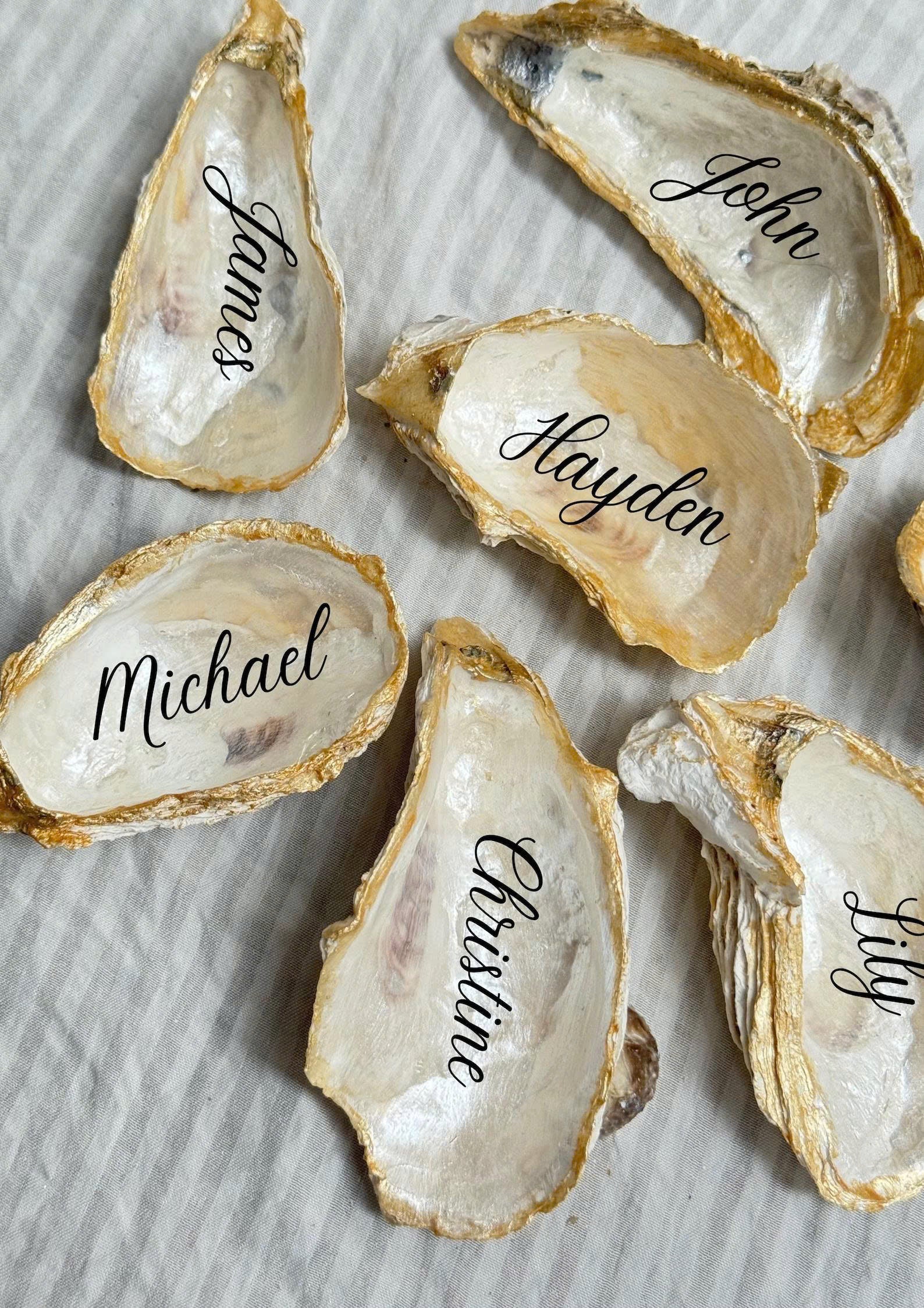 Gold Oyster Shell Place Cards