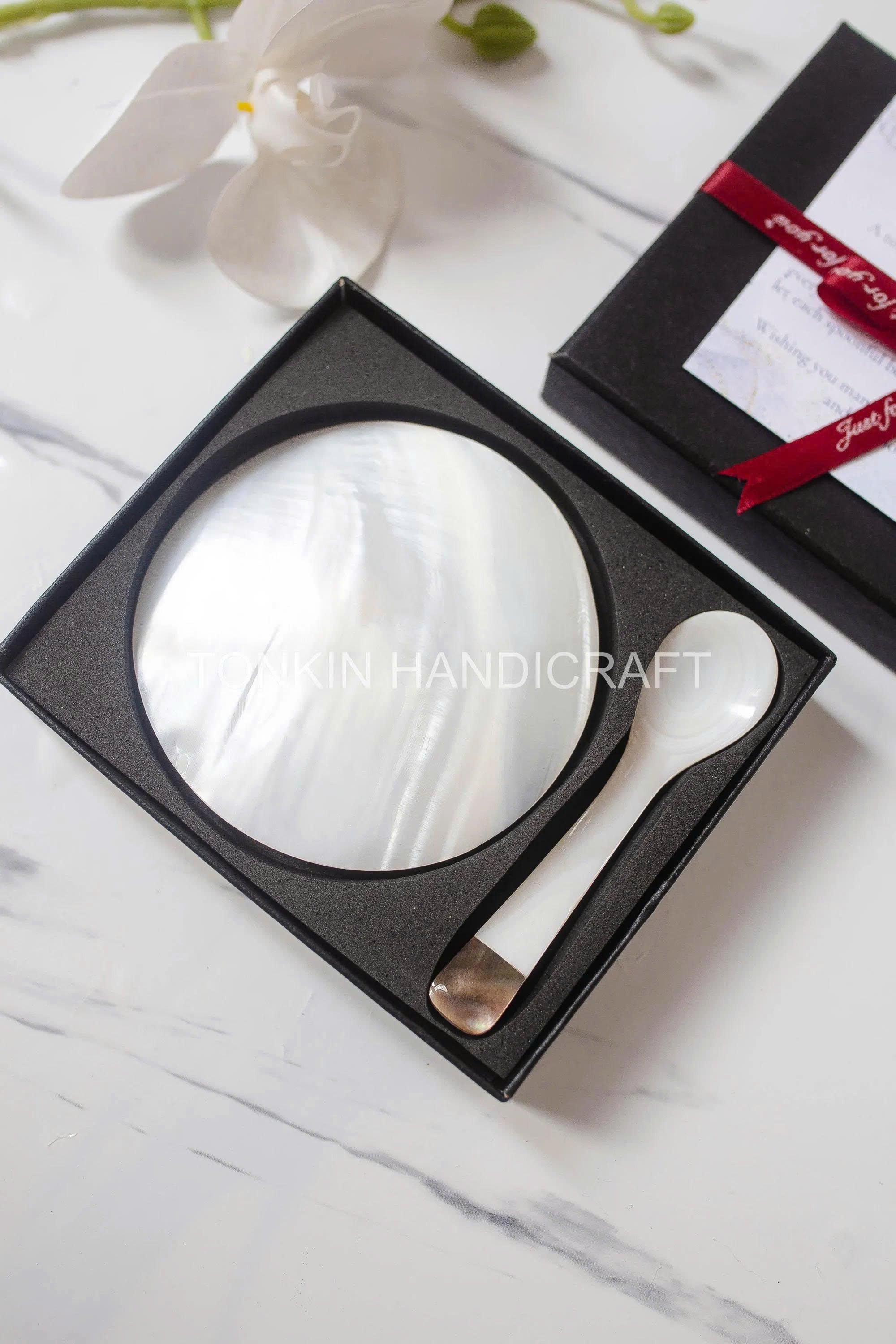 Personalized Mother of Pearl Caviar Spoon & Plate Gift Box 1