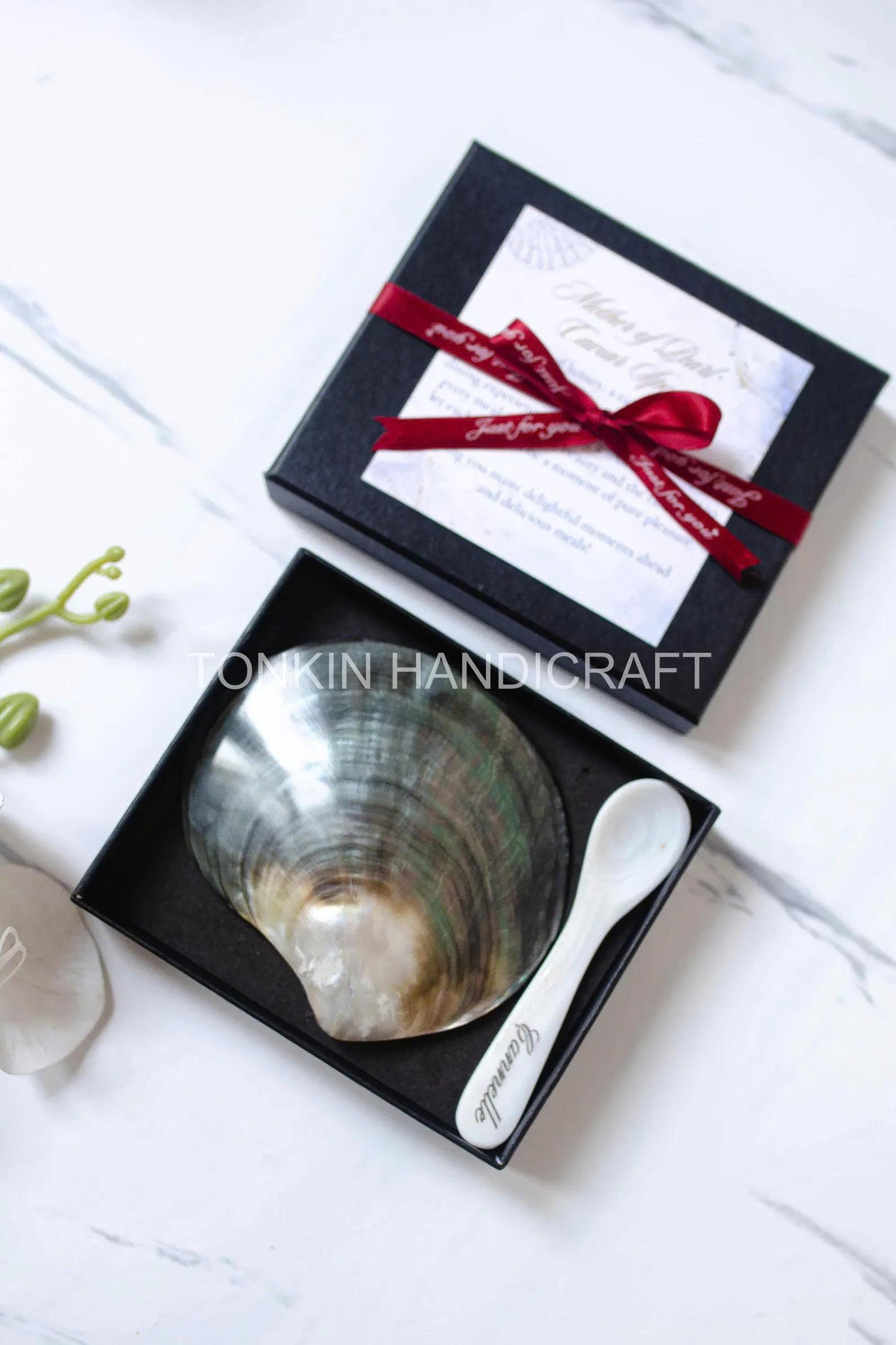 Personalized Mother of Pearl Caviar Spoon & Plate Gift Box 3