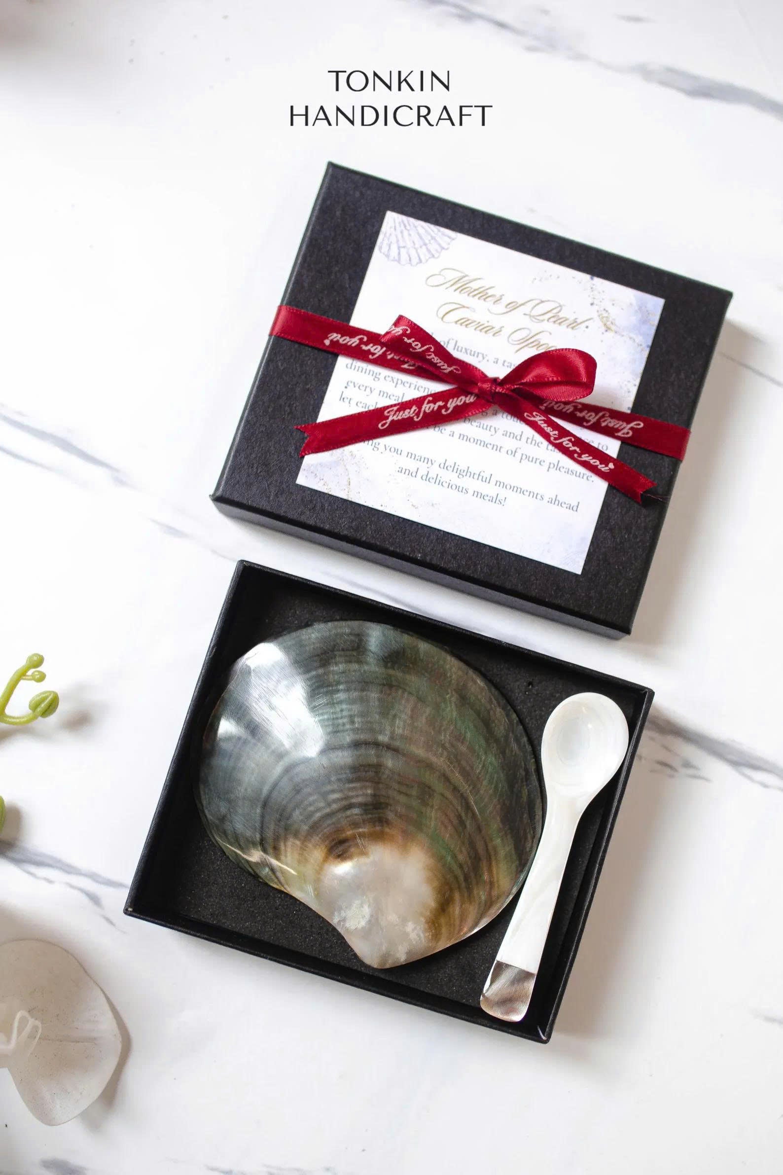 Personalized Mother of Pearl Caviar Spoon & Plate Gift Box 3