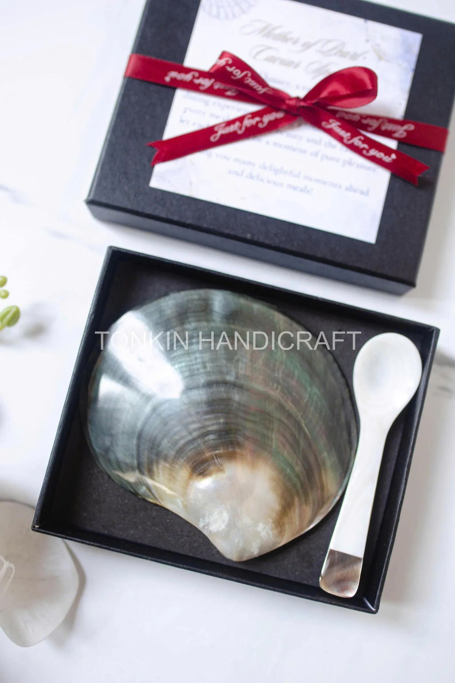 Personalized Mother of Pearl Caviar Spoon & Plate Gift Box 3