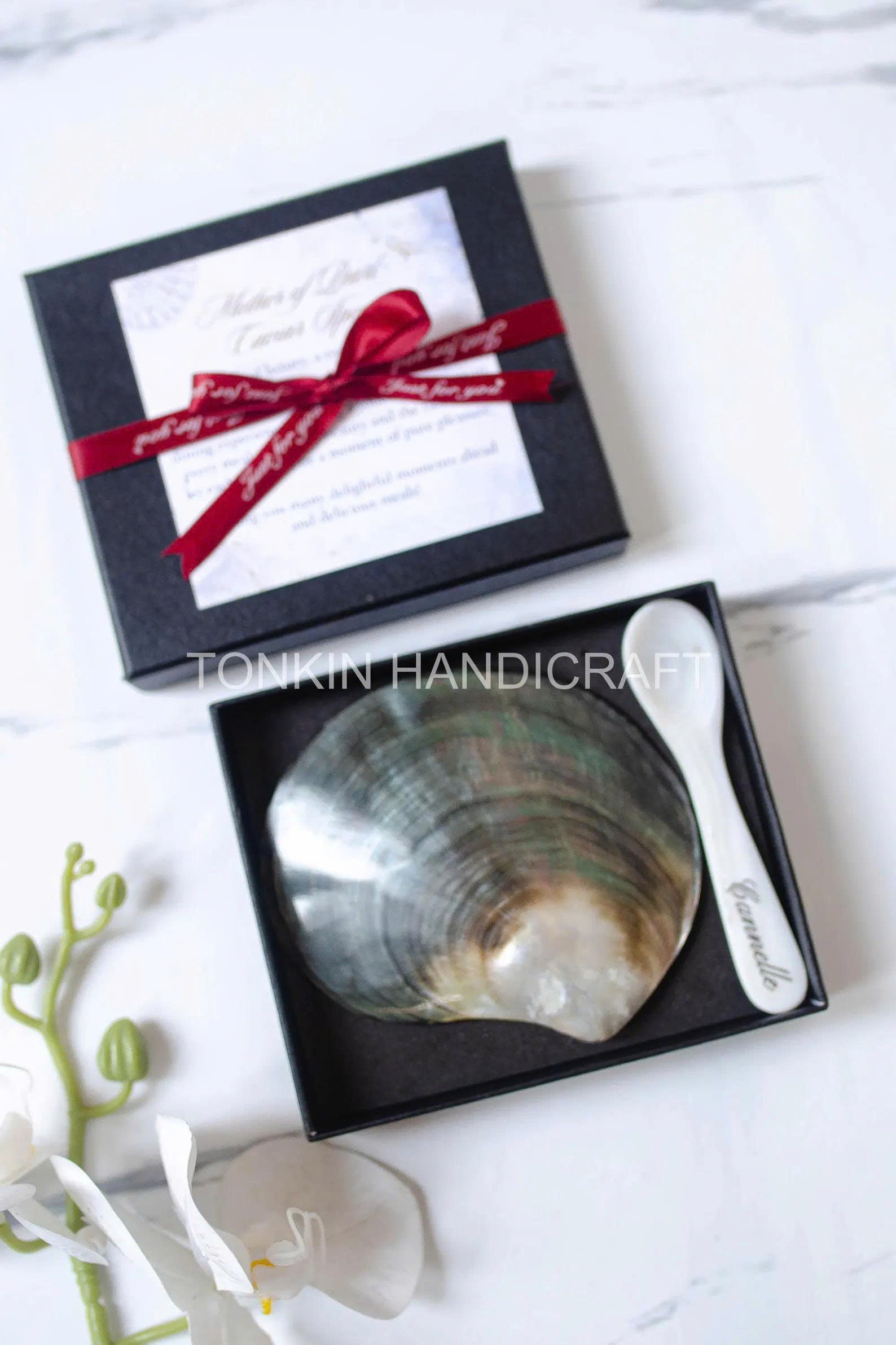 Personalized Mother of Pearl Caviar Spoon & Plate Gift Box 3