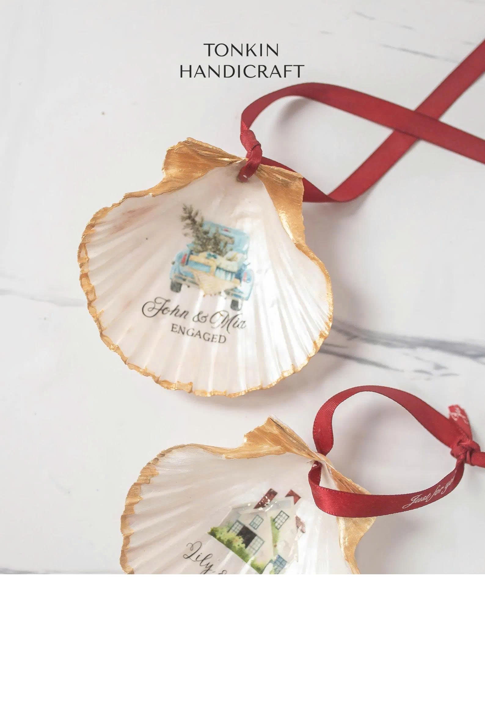 Personalized Engagement Shell Ornament 1