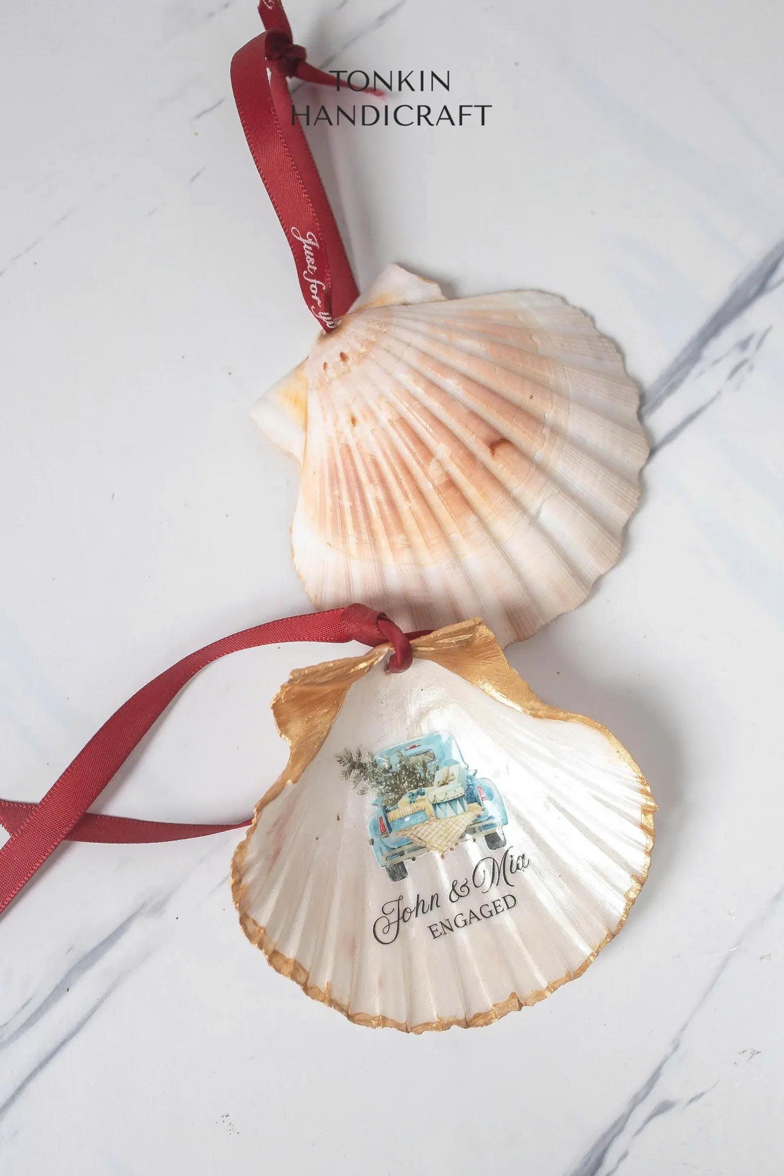 Personalized Engagement Shell Ornament 1