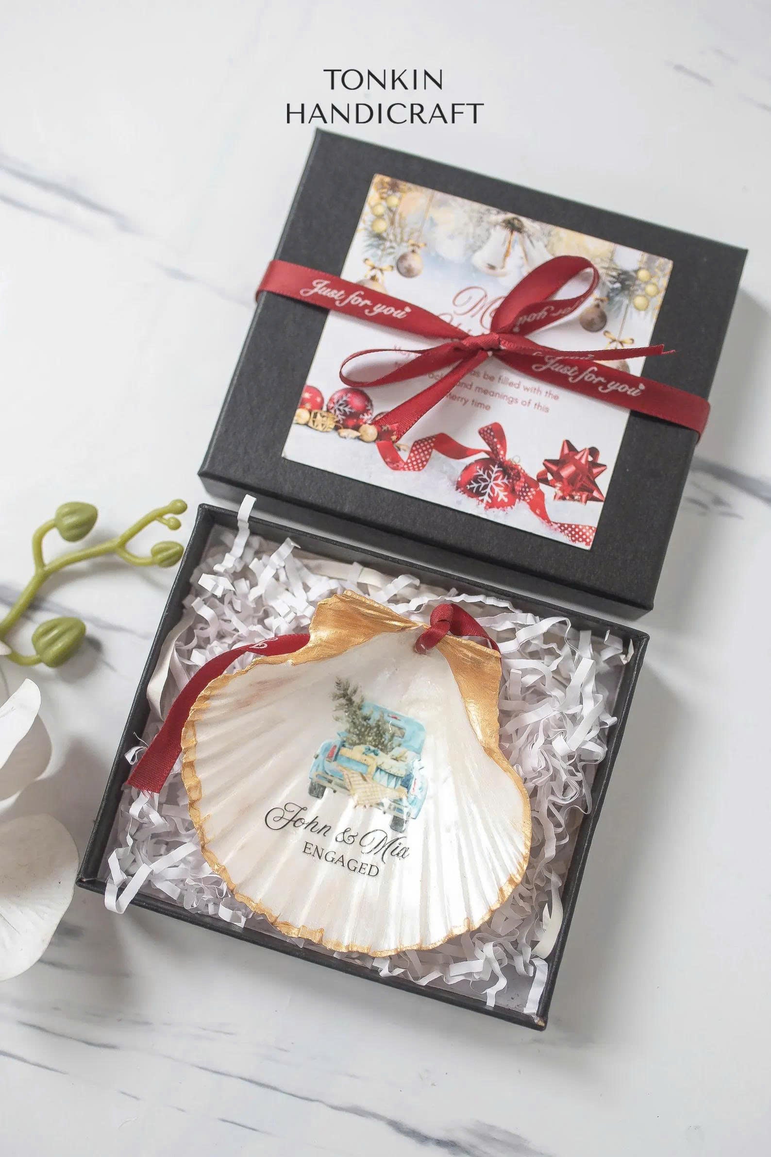 Personalized Engagement Shell Ornament 8