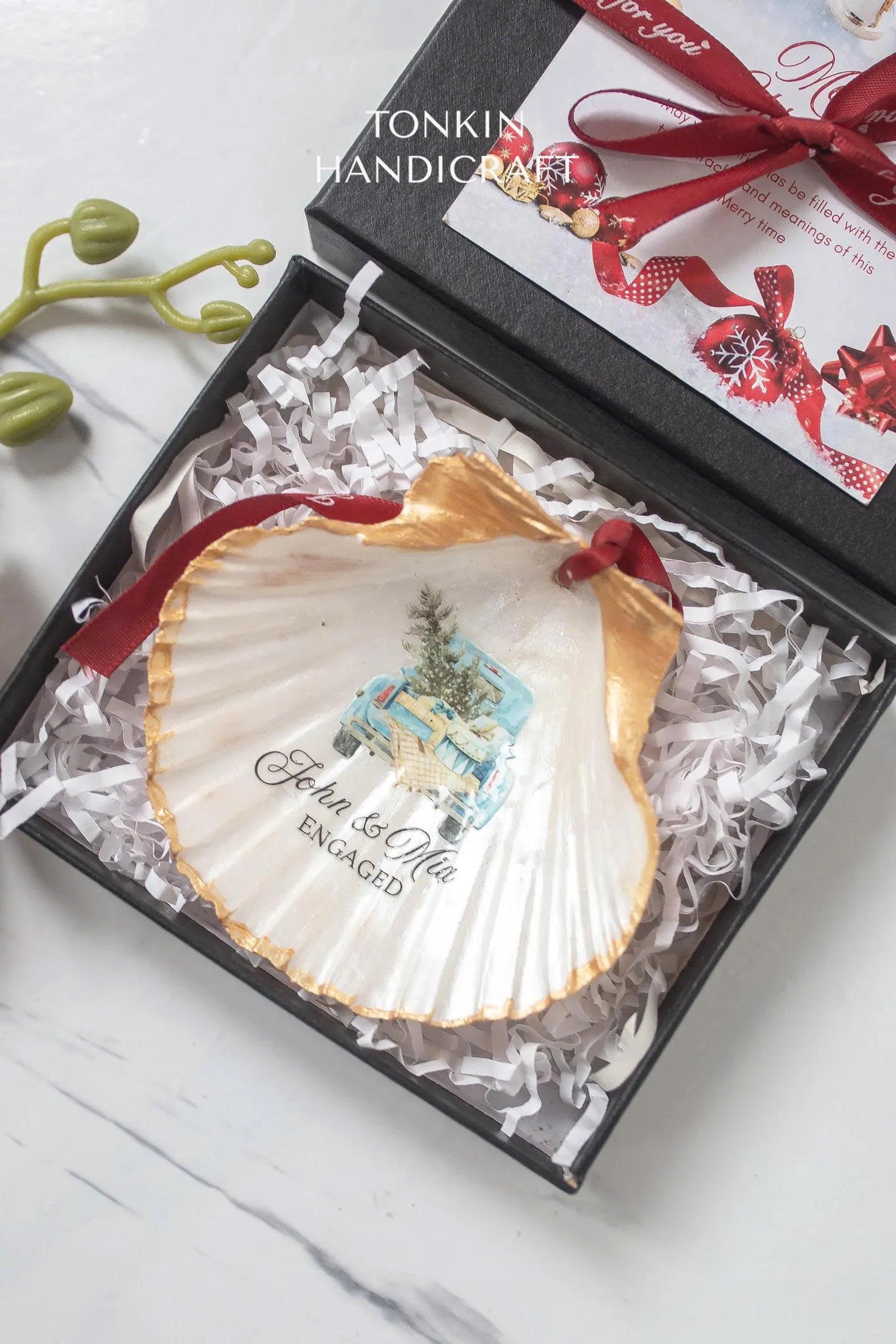 Personalized Engagement Shell Ornament 1