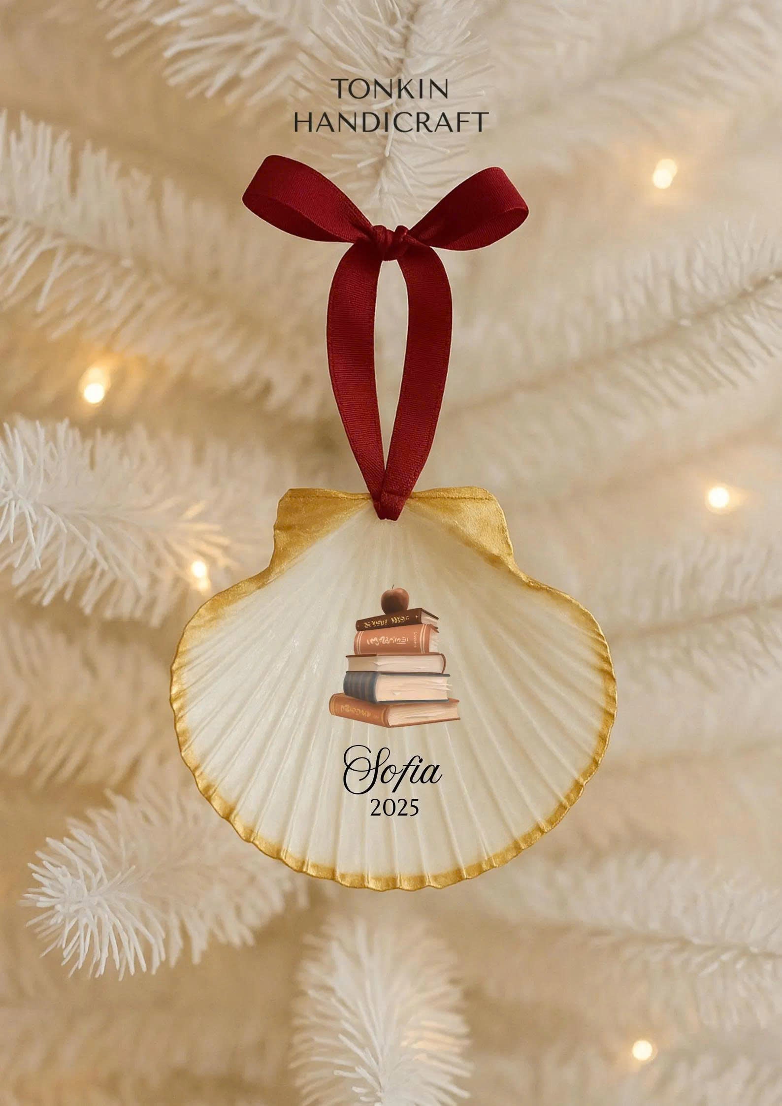 Personalized Engagement Shell Ornament 3