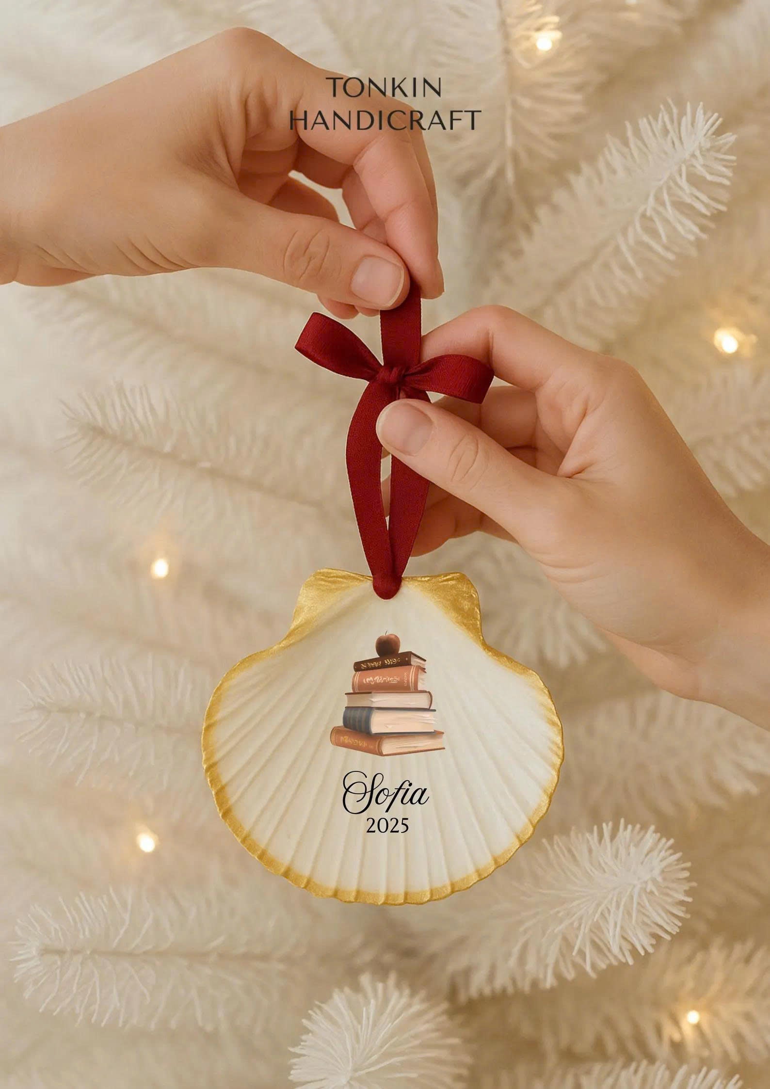 Personalized Engagement Shell Ornament 3