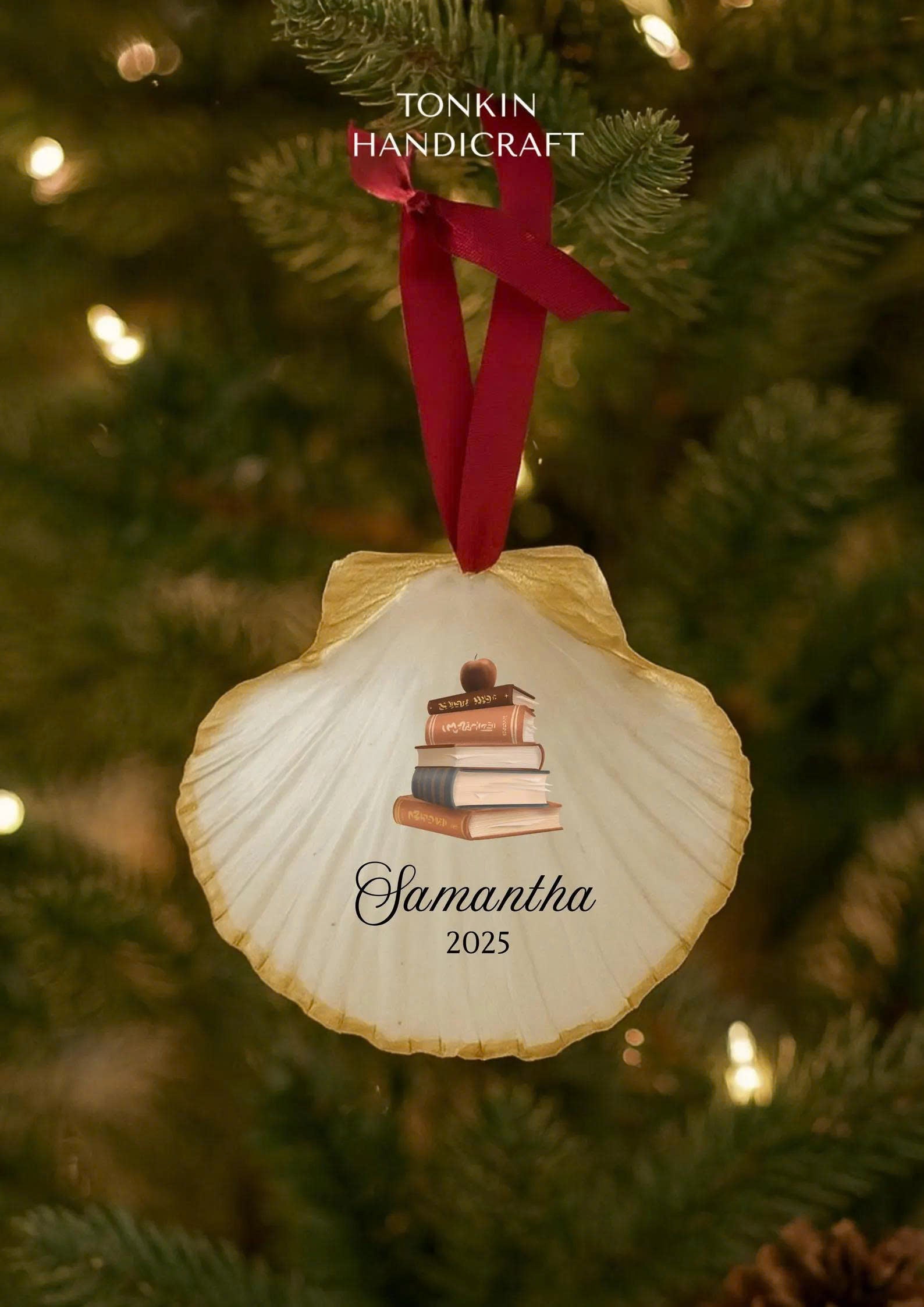 Personalized Engagement Shell Ornament 3