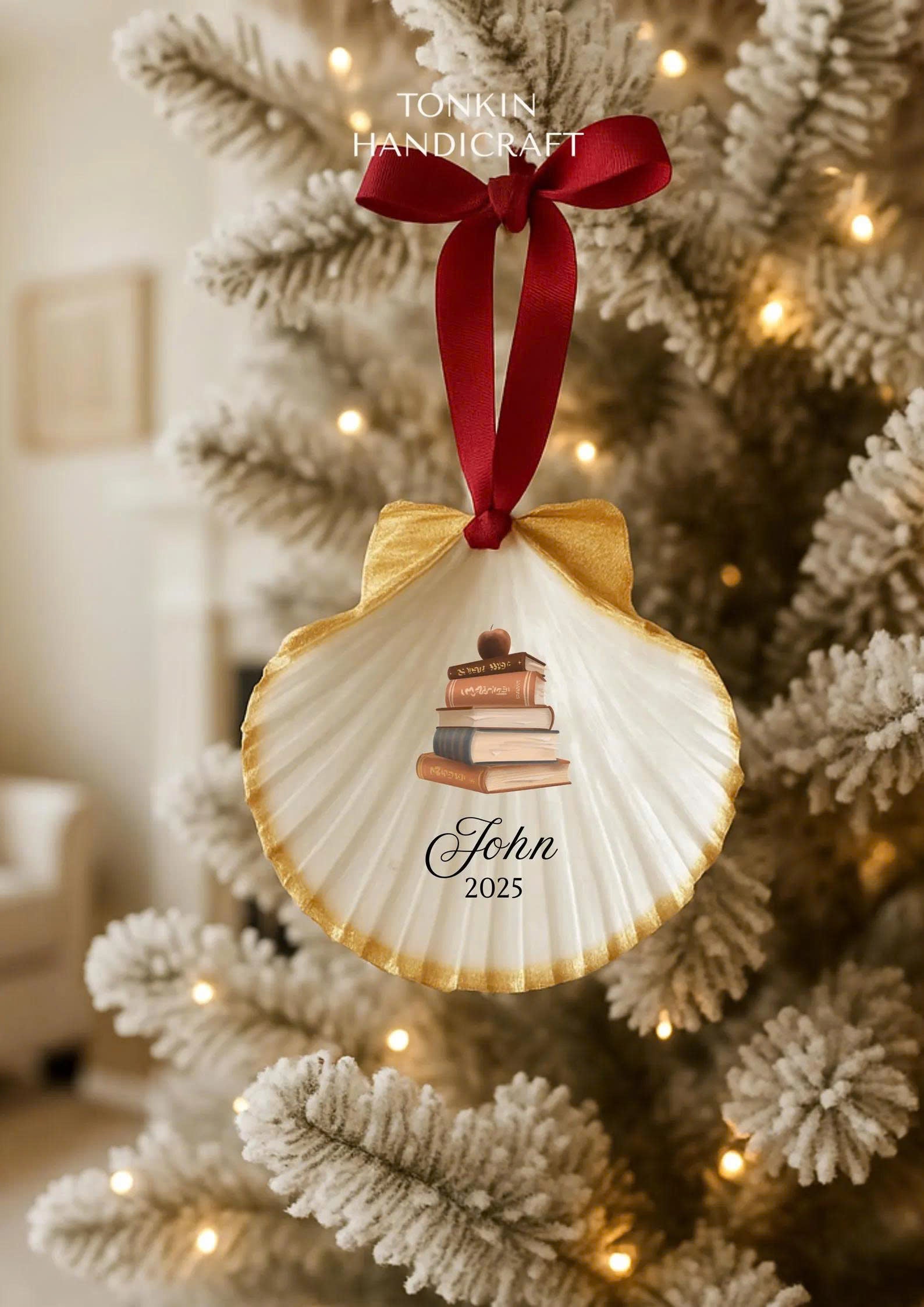 Personalized Engagement Shell Ornament 3