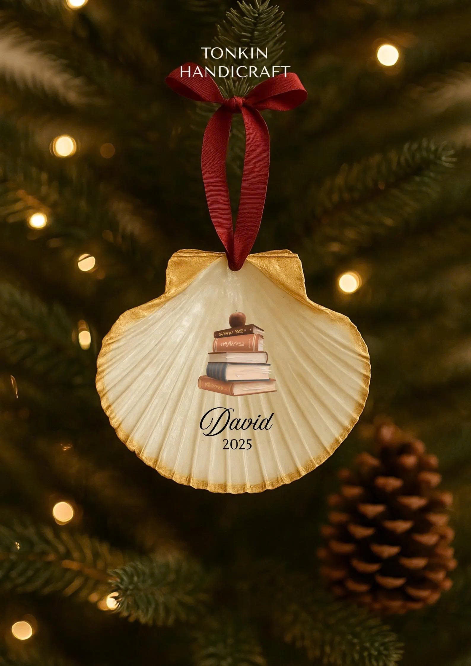 Personalized Engagement Shell Ornament 3