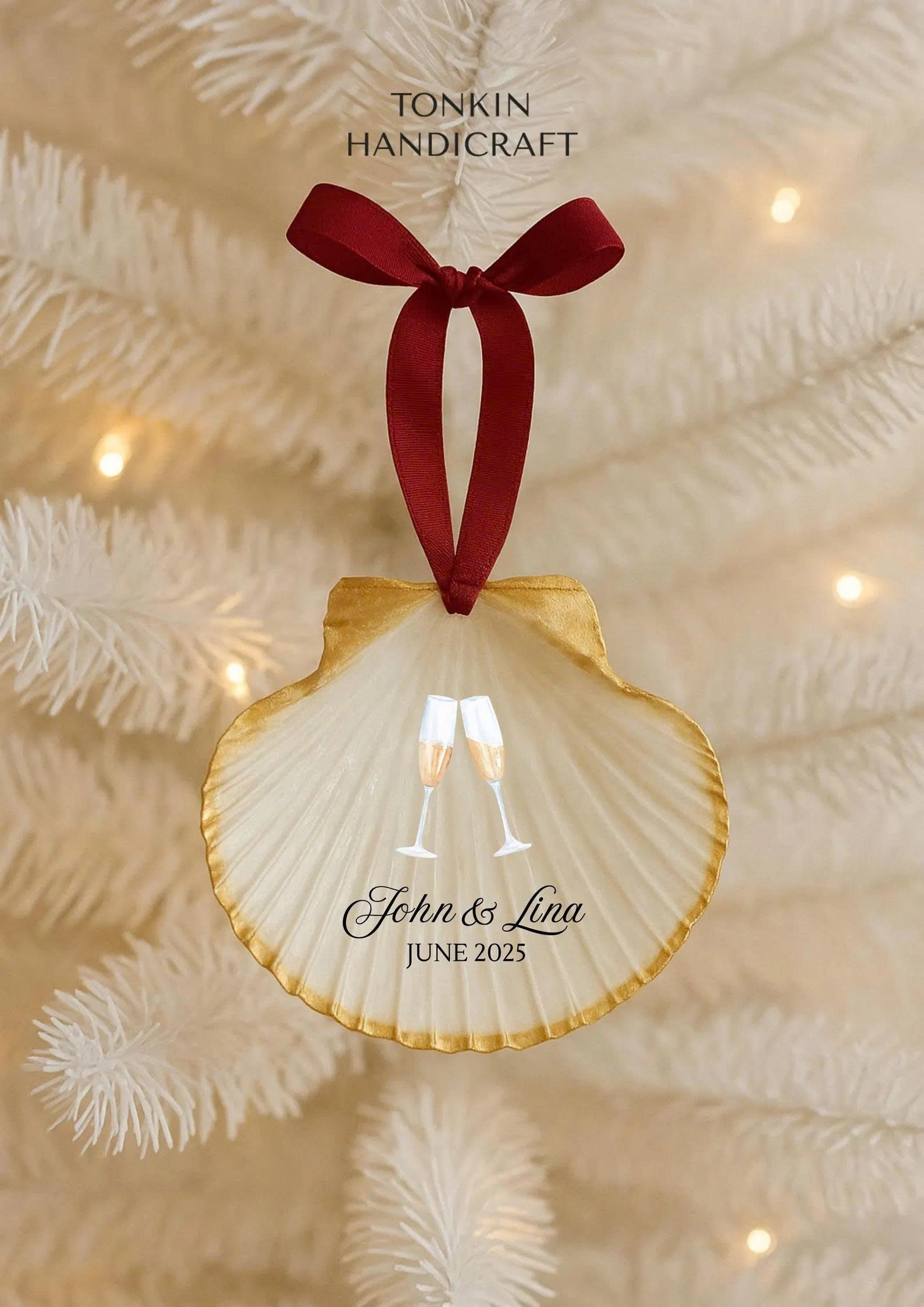 Personalized Engagement Shell Ornament 4