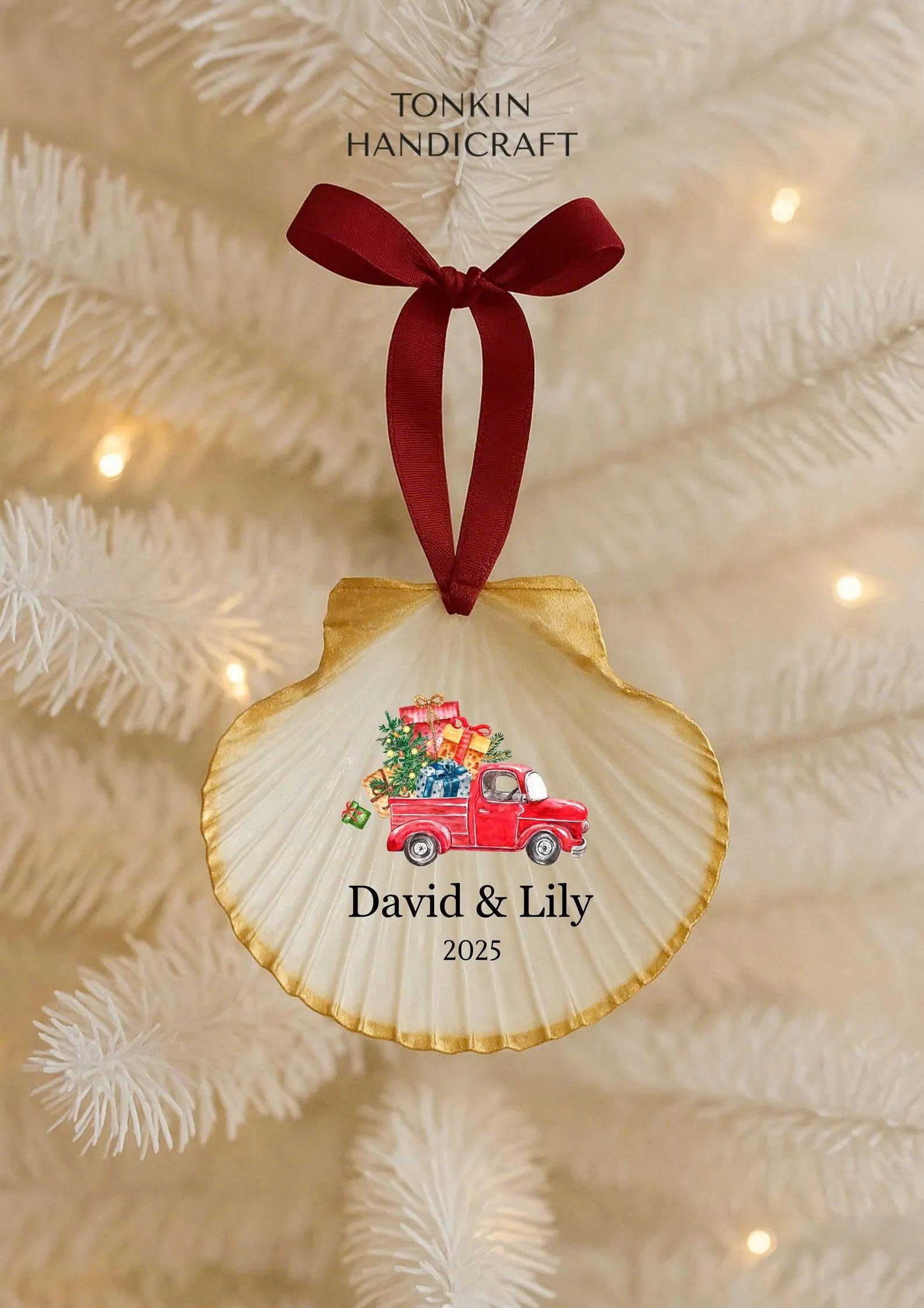 Personalized Engagement Shell Ornament 6