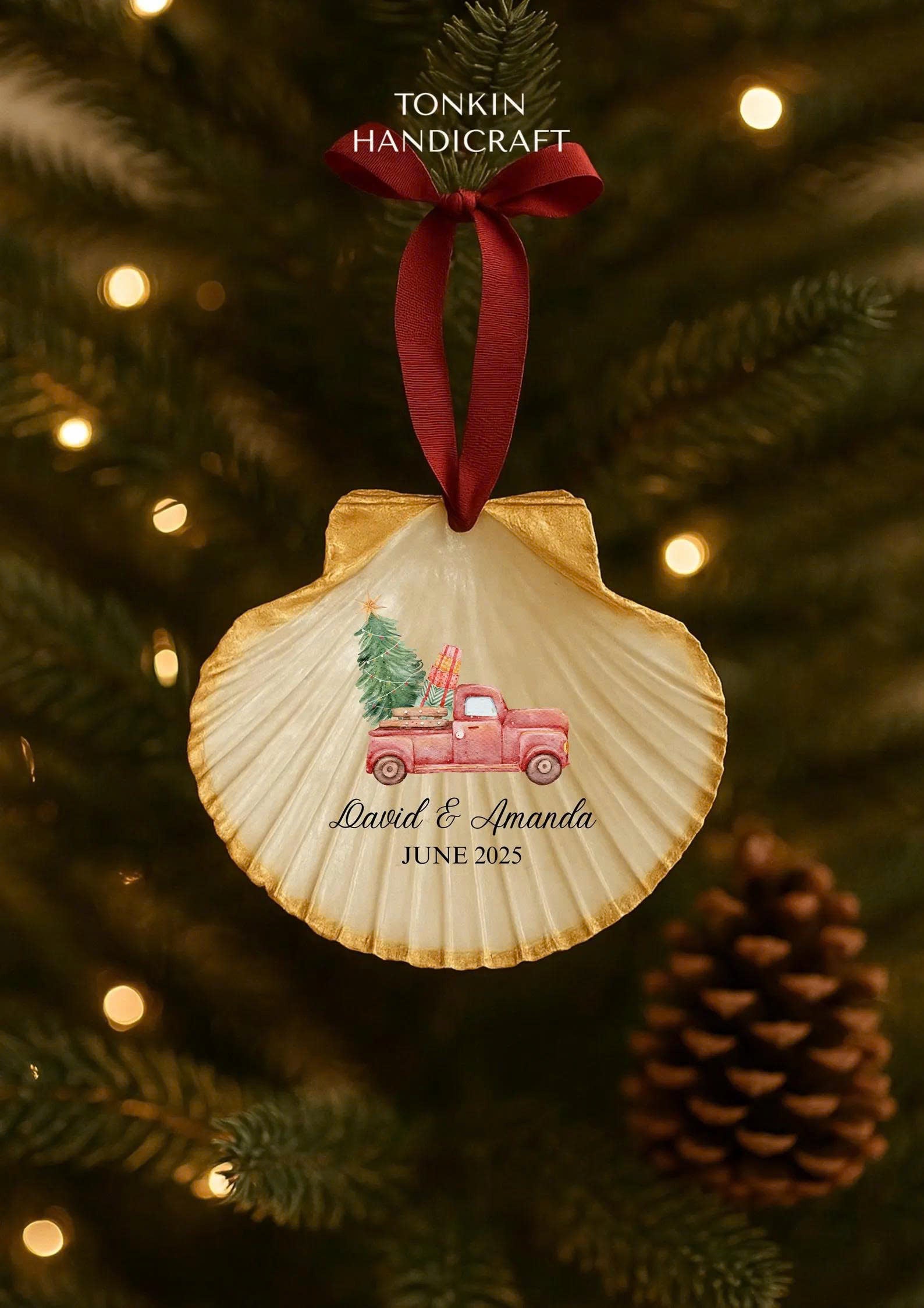 Personalized Engagement Shell Ornament 6