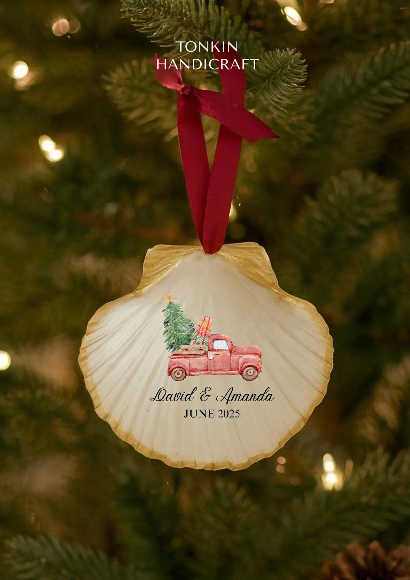 Personalized Engagement Shell Ornament 6