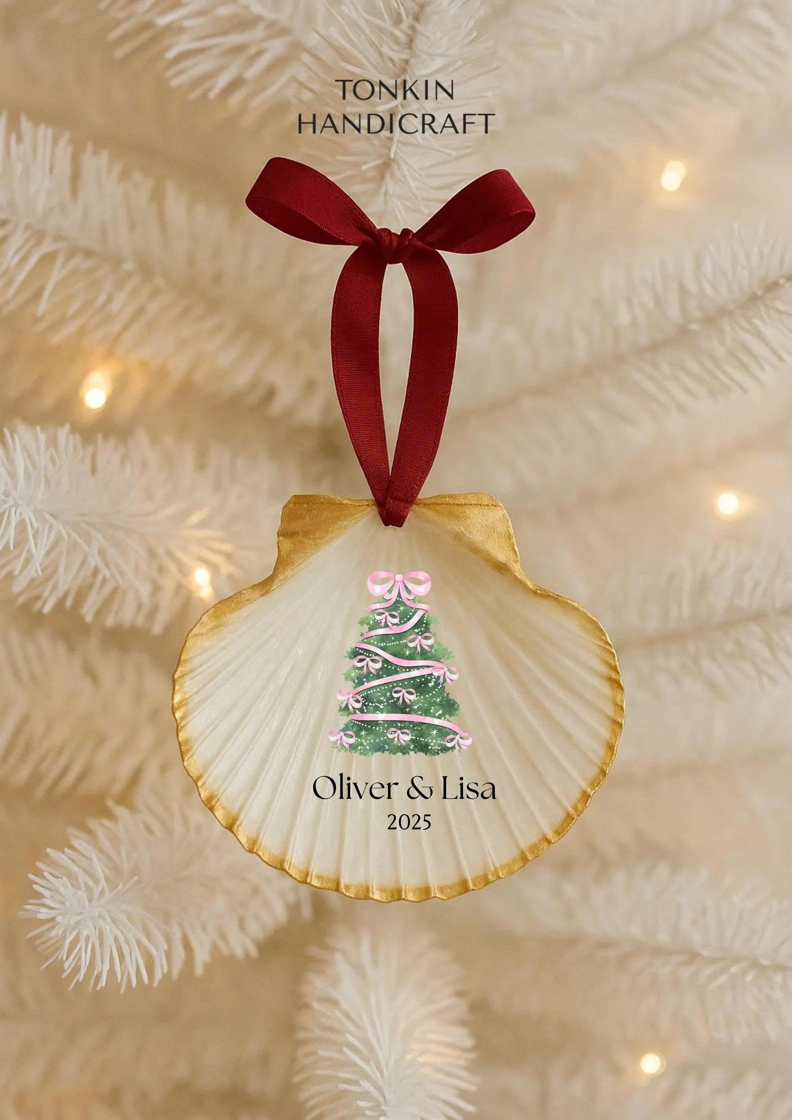 Personalized Engagement Shell Ornament 15