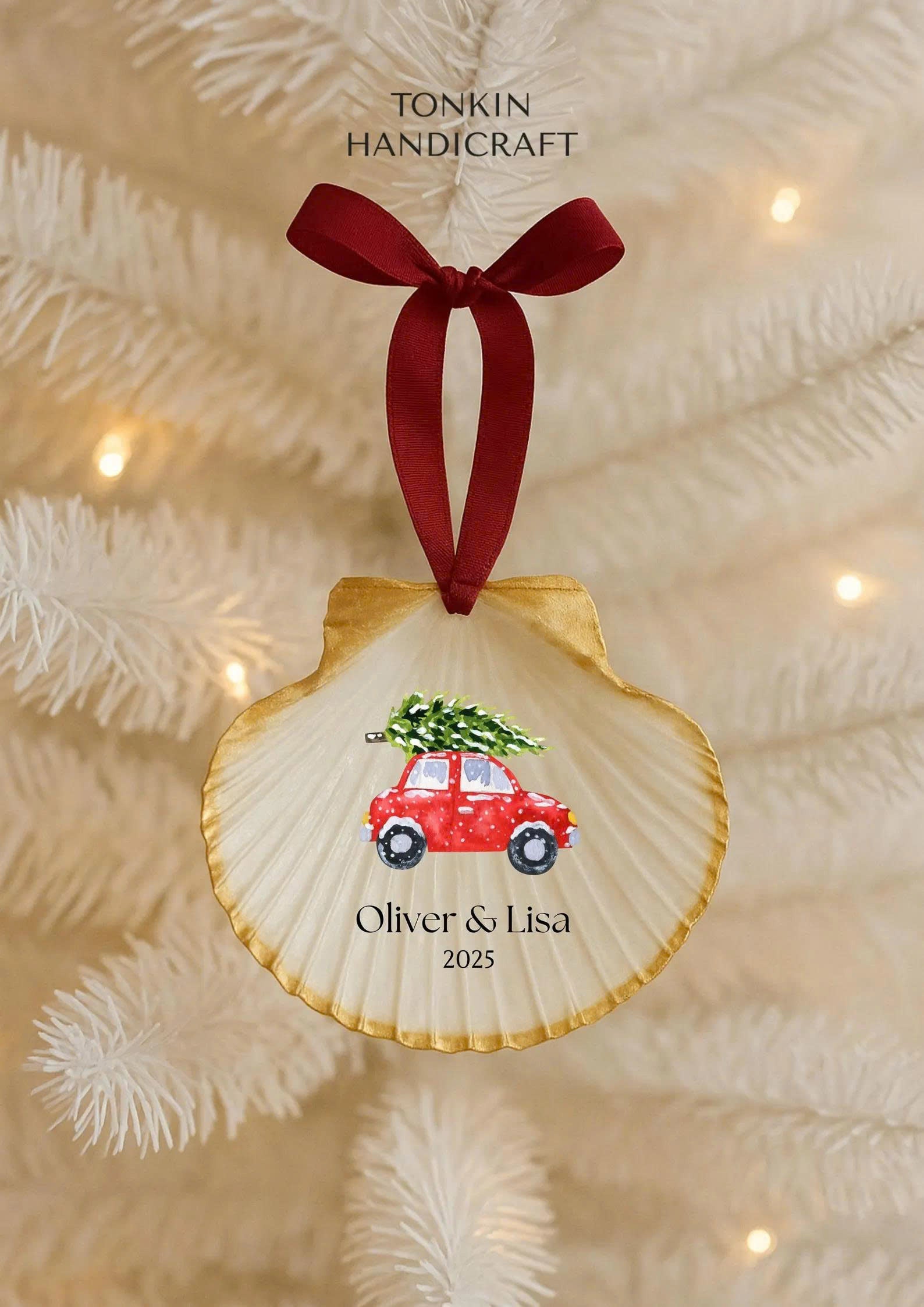 Personalized Engagement Shell Ornament 6