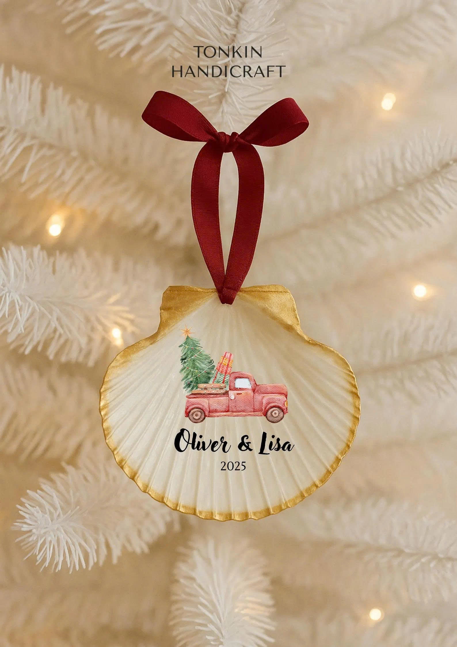 Personalized Engagement Shell Ornament 6