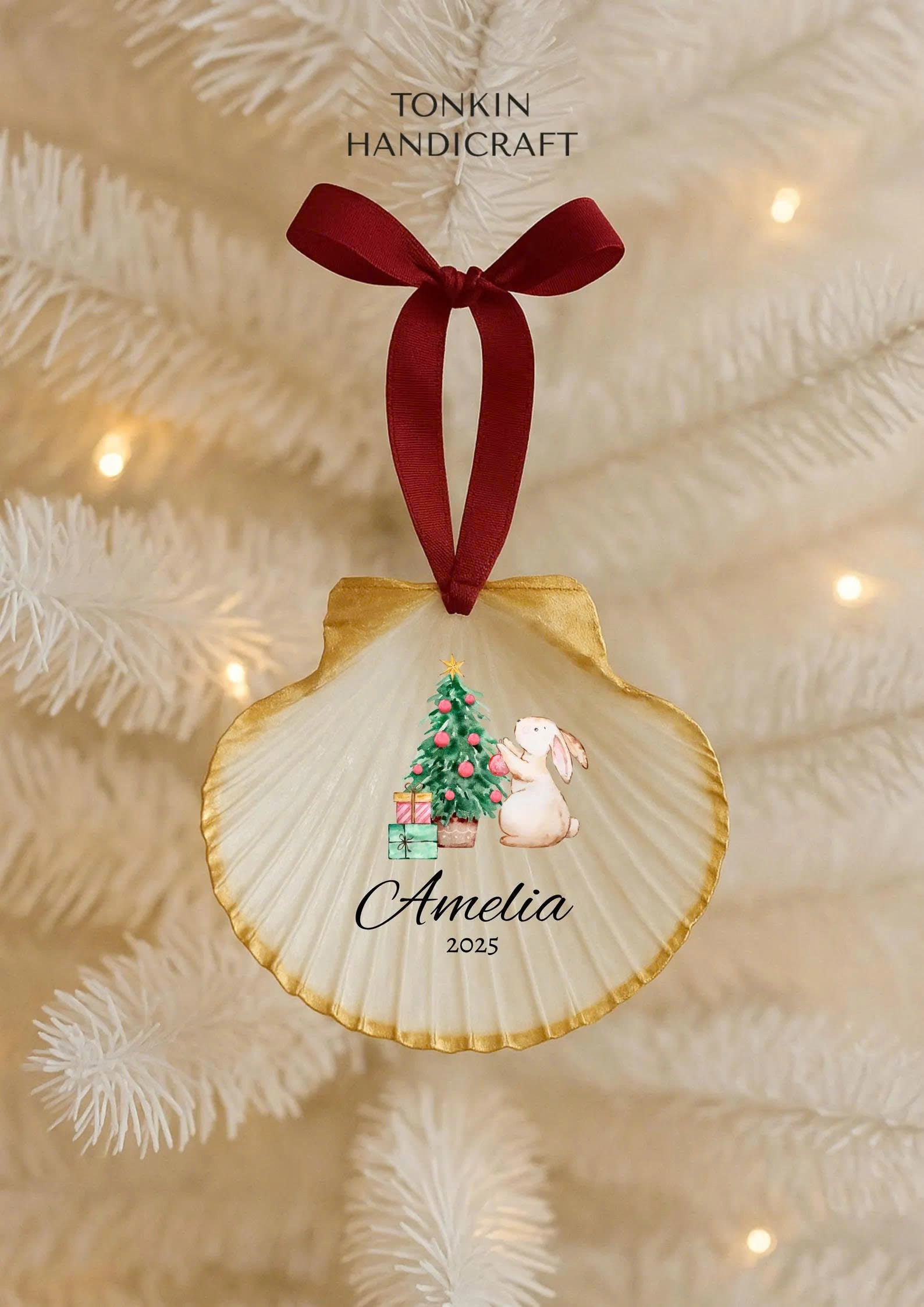 Personalized Engagement Shell Ornament 5