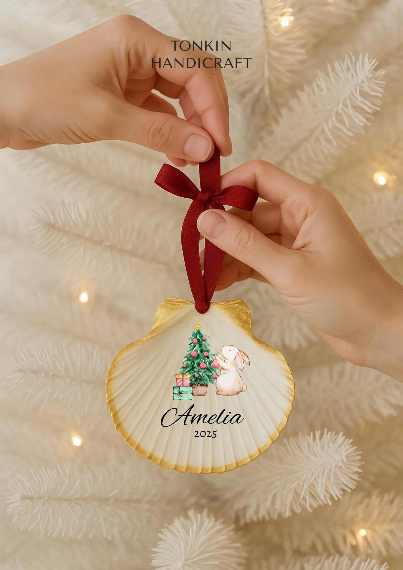 Personalized Engagement Shell Ornament 5