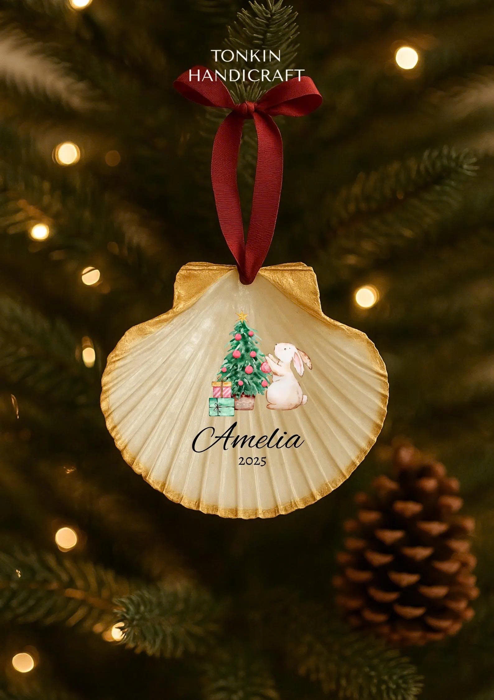 Personalized Engagement Shell Ornament 5