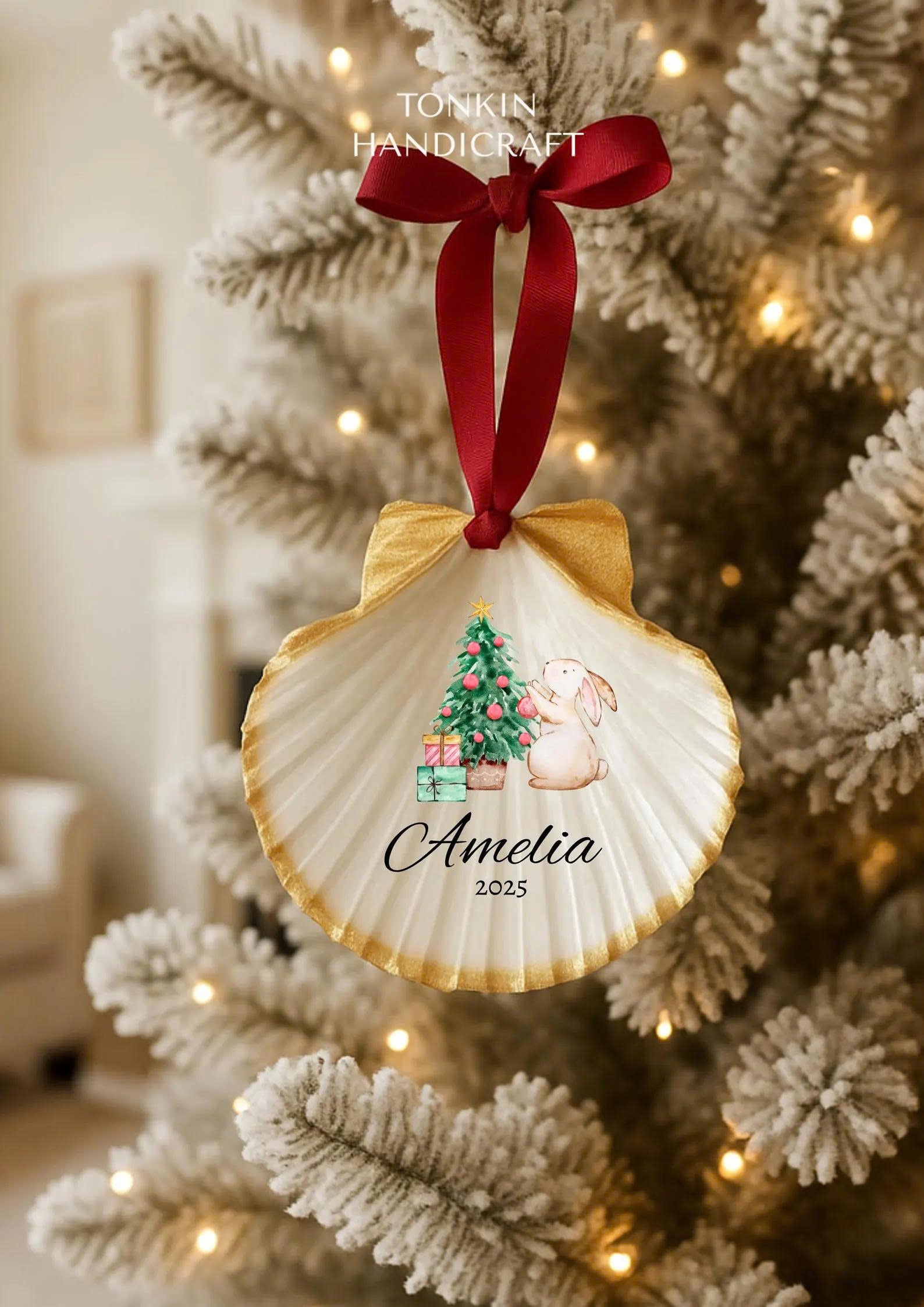 Personalized Engagement Shell Ornament 5