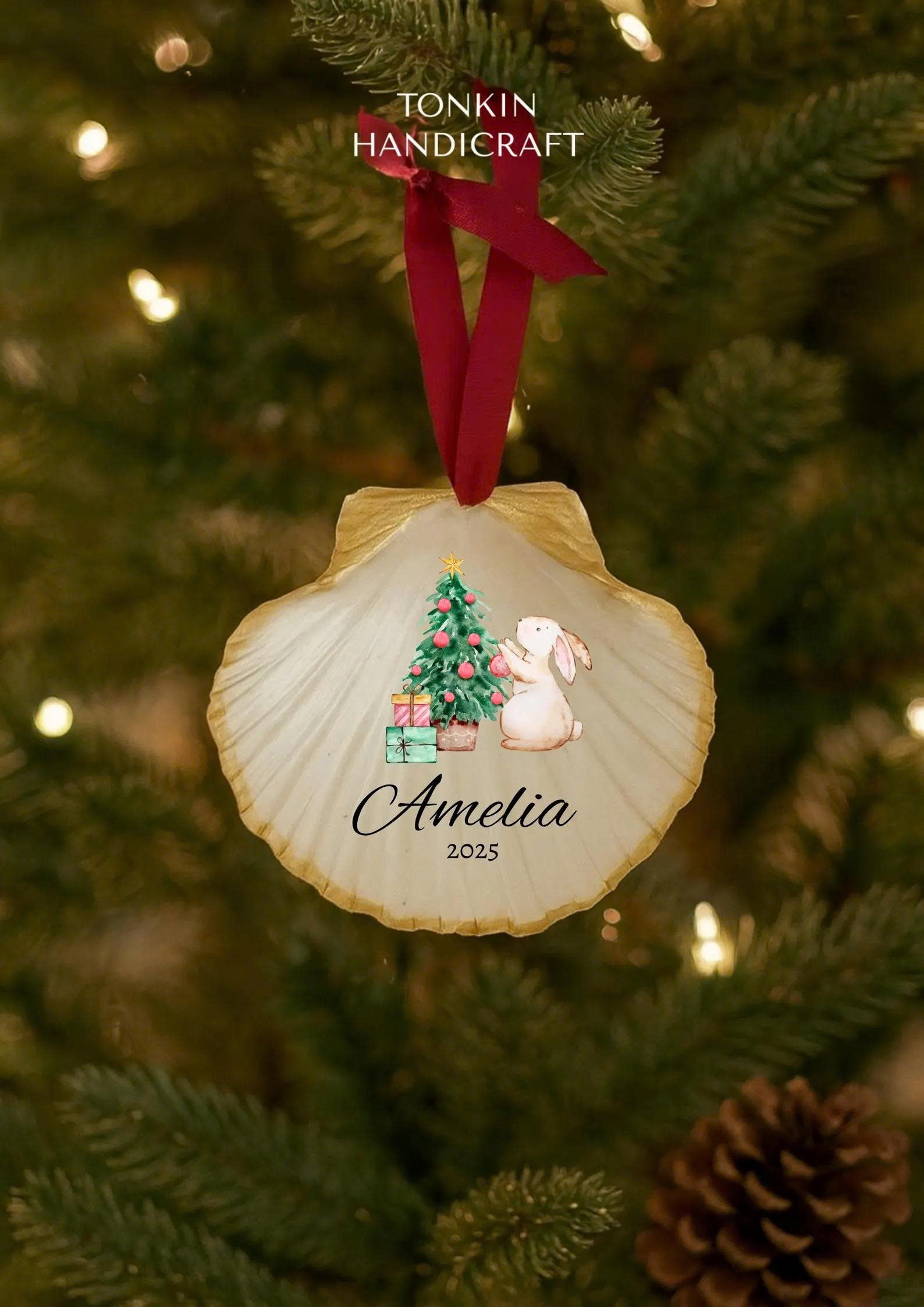 Personalized Engagement Shell Ornament 5