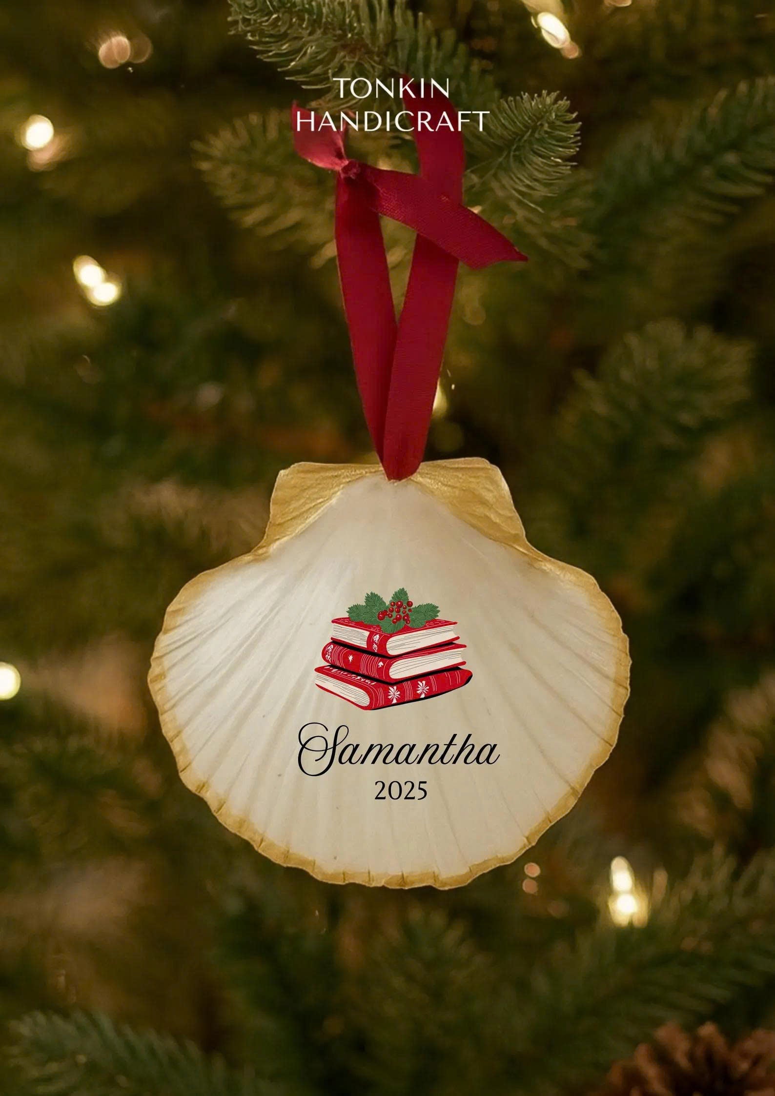 Personalized Engagement Shell Ornament 7