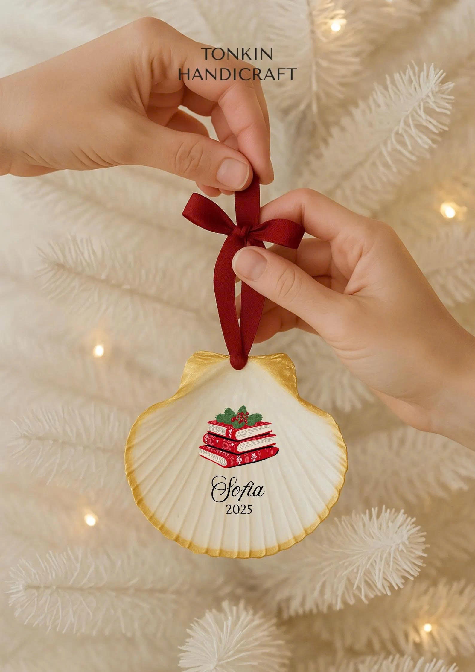 Personalized Engagement Shell Ornament 7