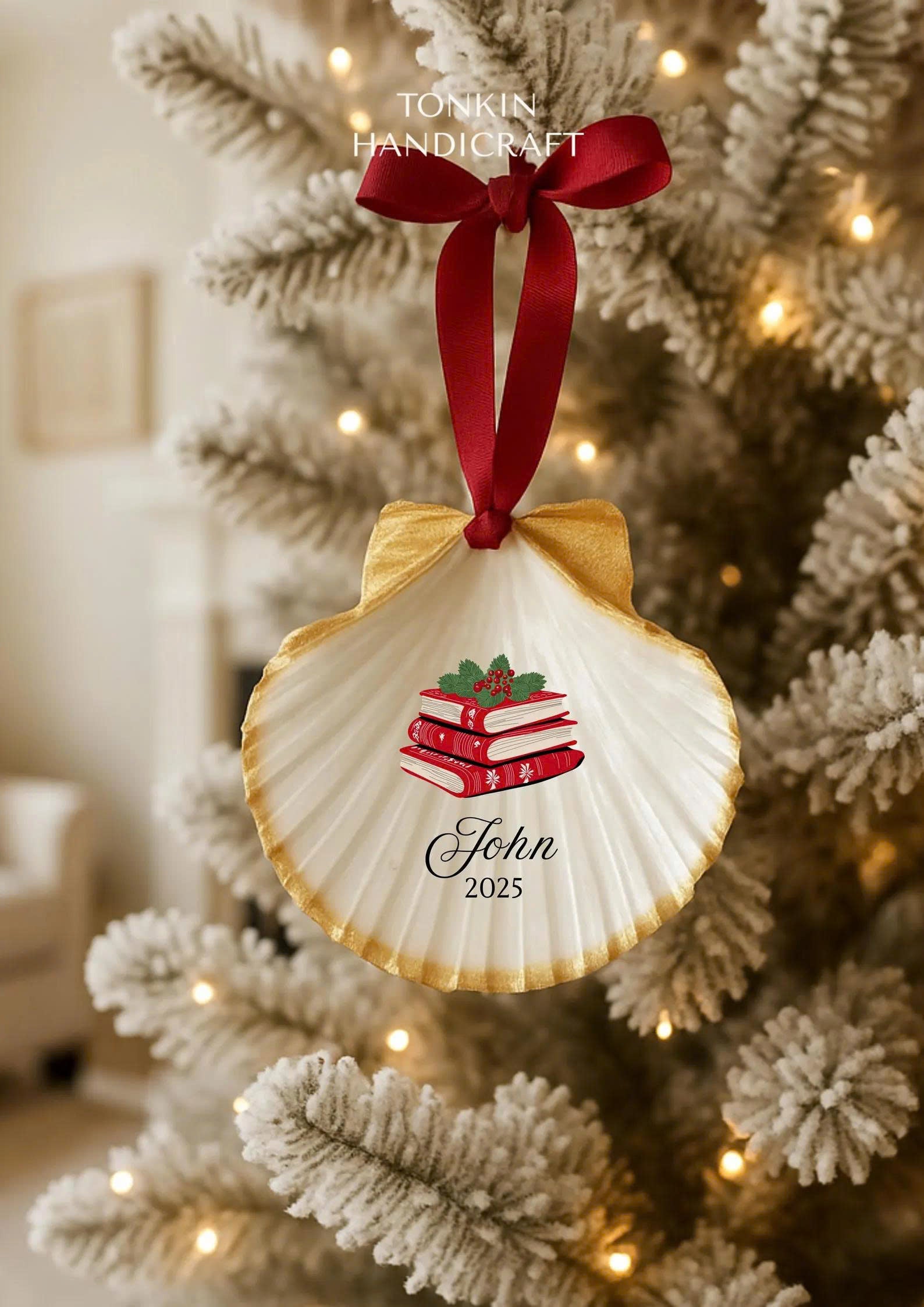 Personalized Engagement Shell Ornament 7