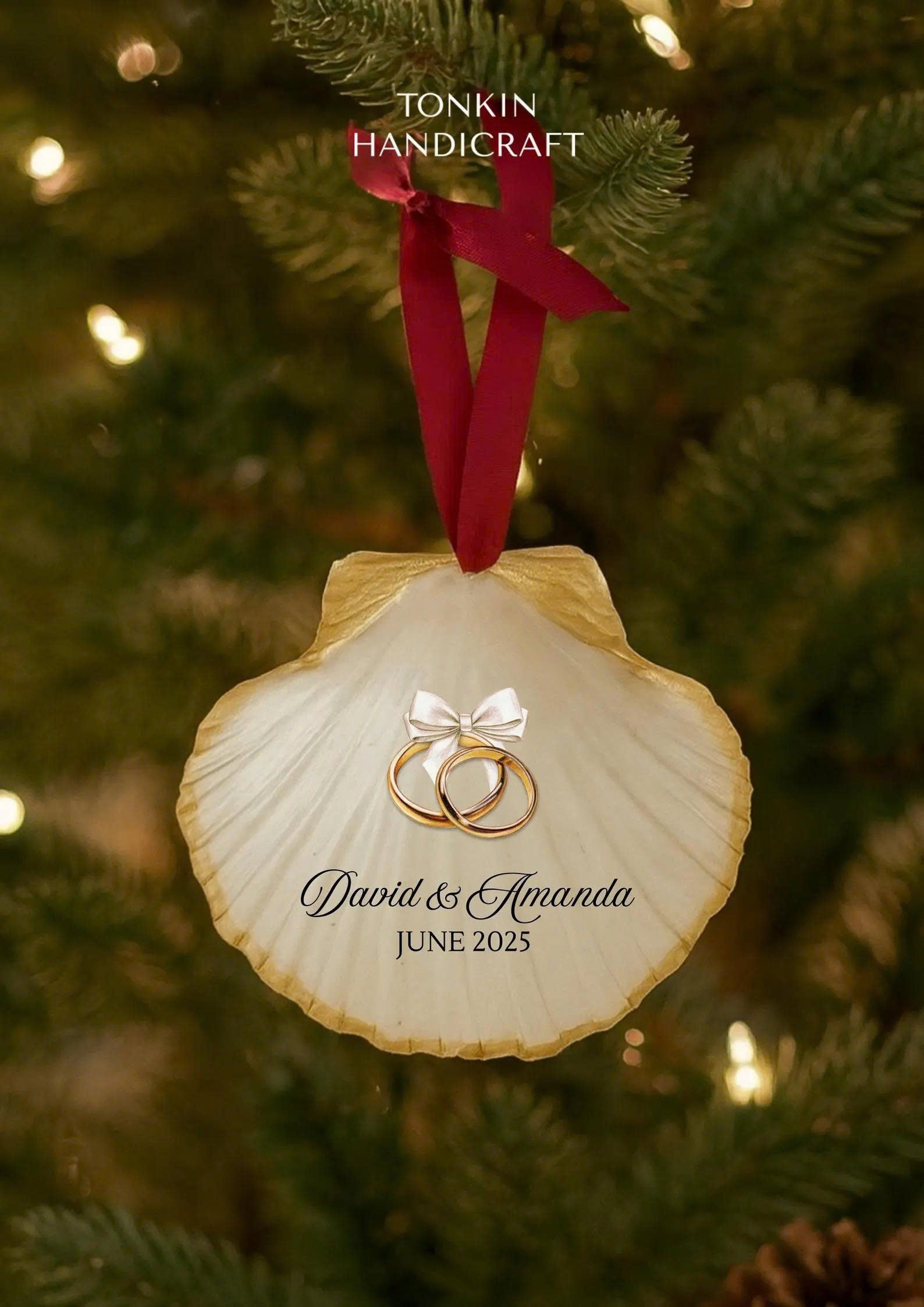 Personalized Engagement Shell Ornament 8