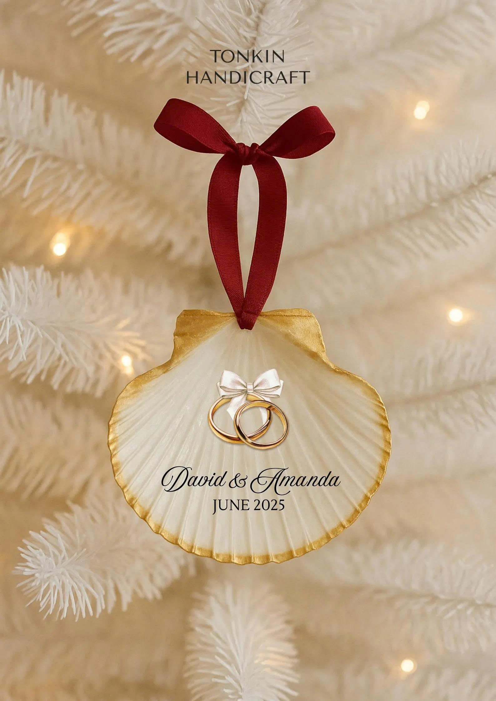 Personalized Engagement Shell Ornament 8