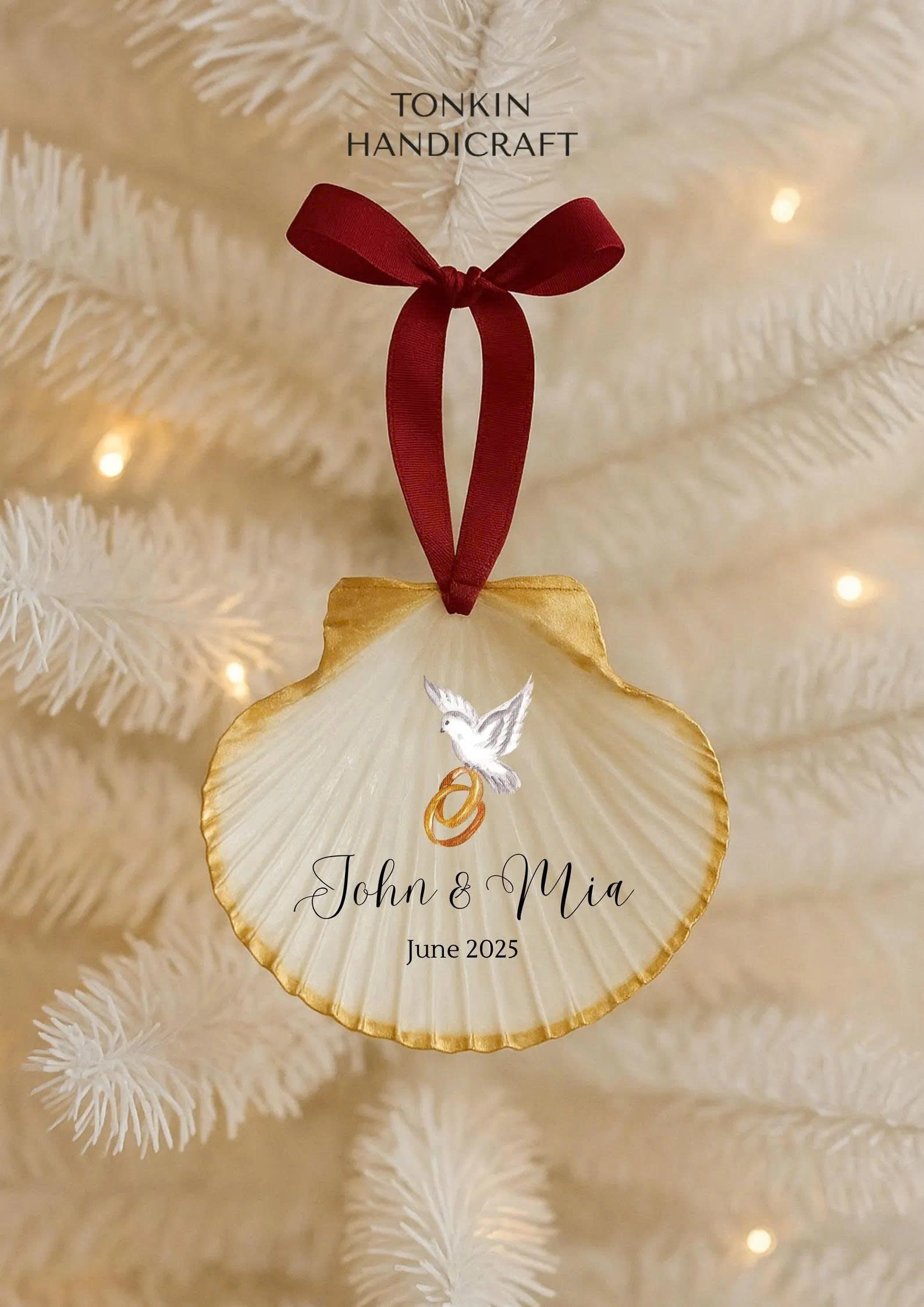 Personalized Engagement Shell Ornament 10