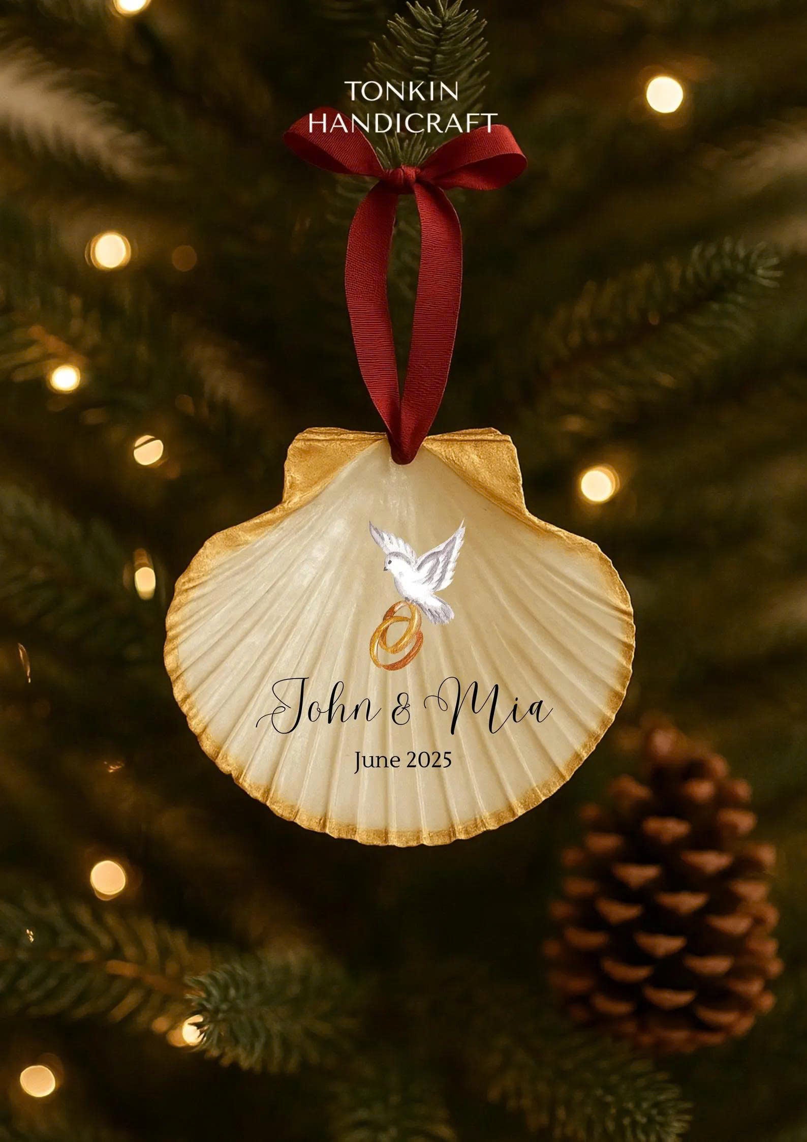 Personalized Engagement Shell Ornament 10