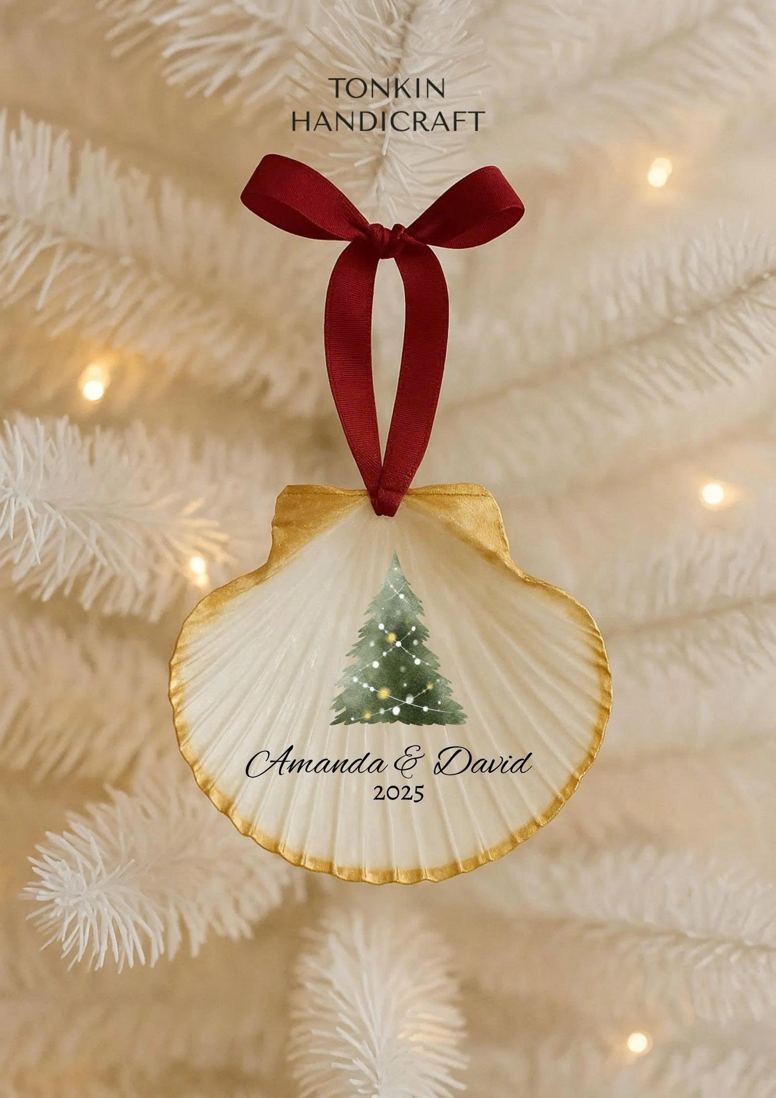Personalized Engagement Shell Ornament 11