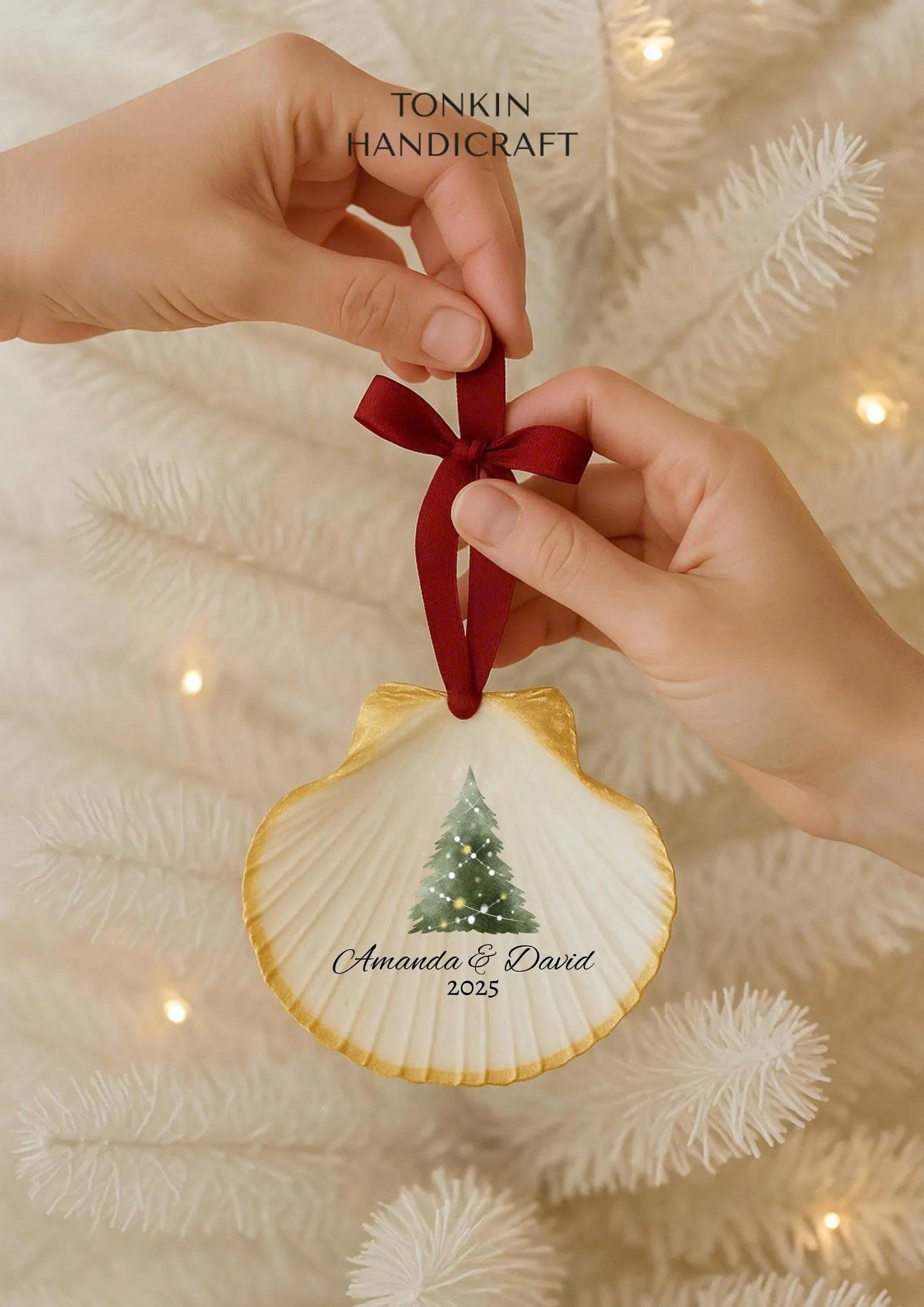 Personalized Engagement Shell Ornament 11