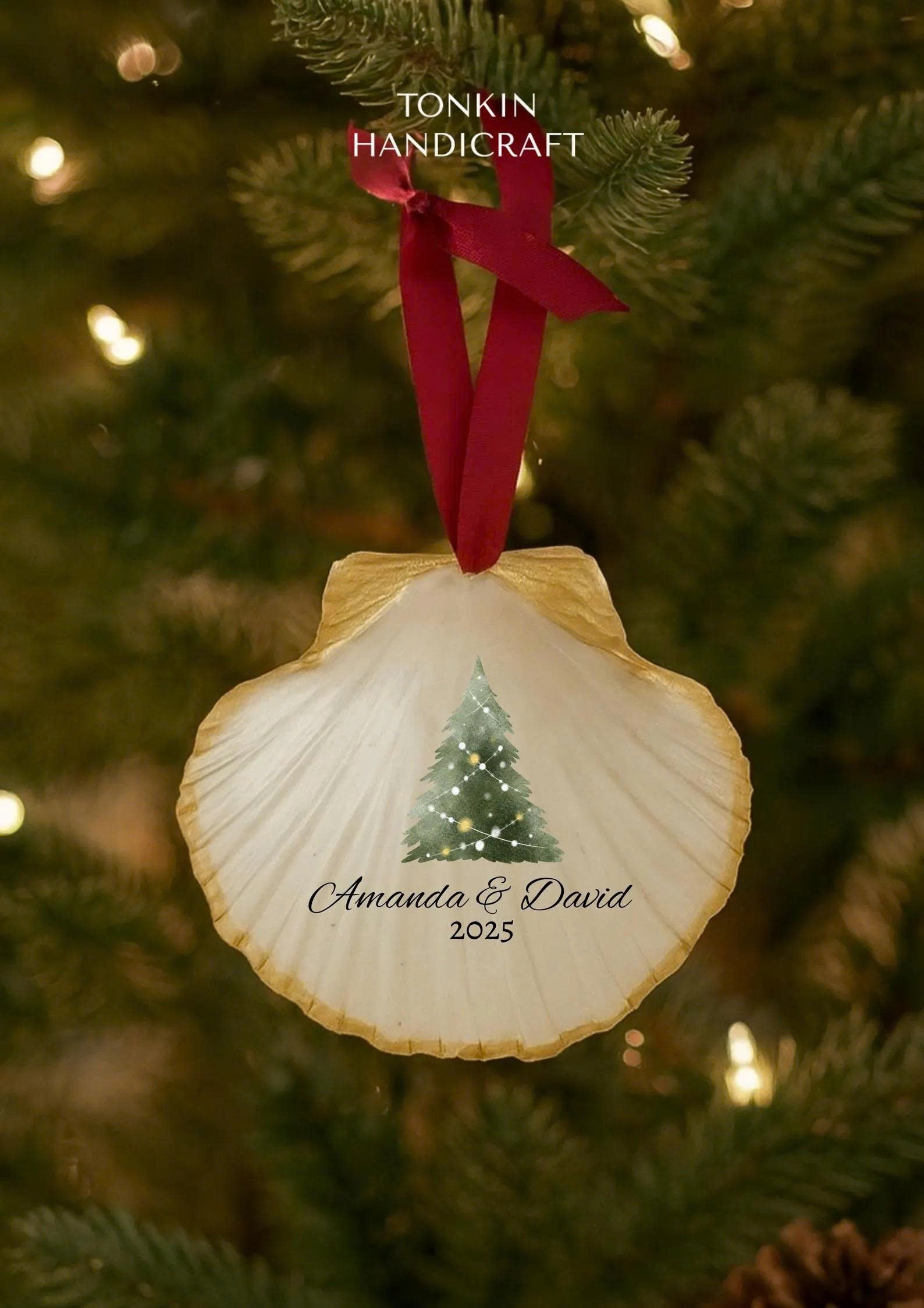Personalized Engagement Shell Ornament 11