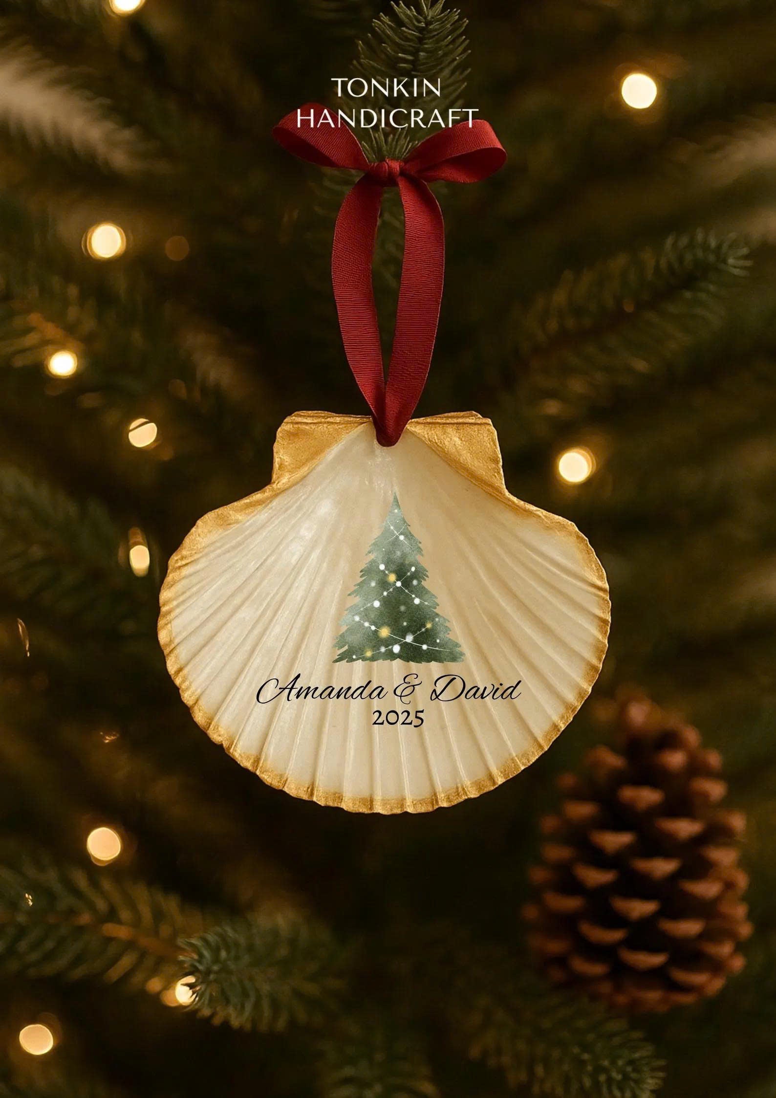 Personalized Engagement Shell Ornament 11