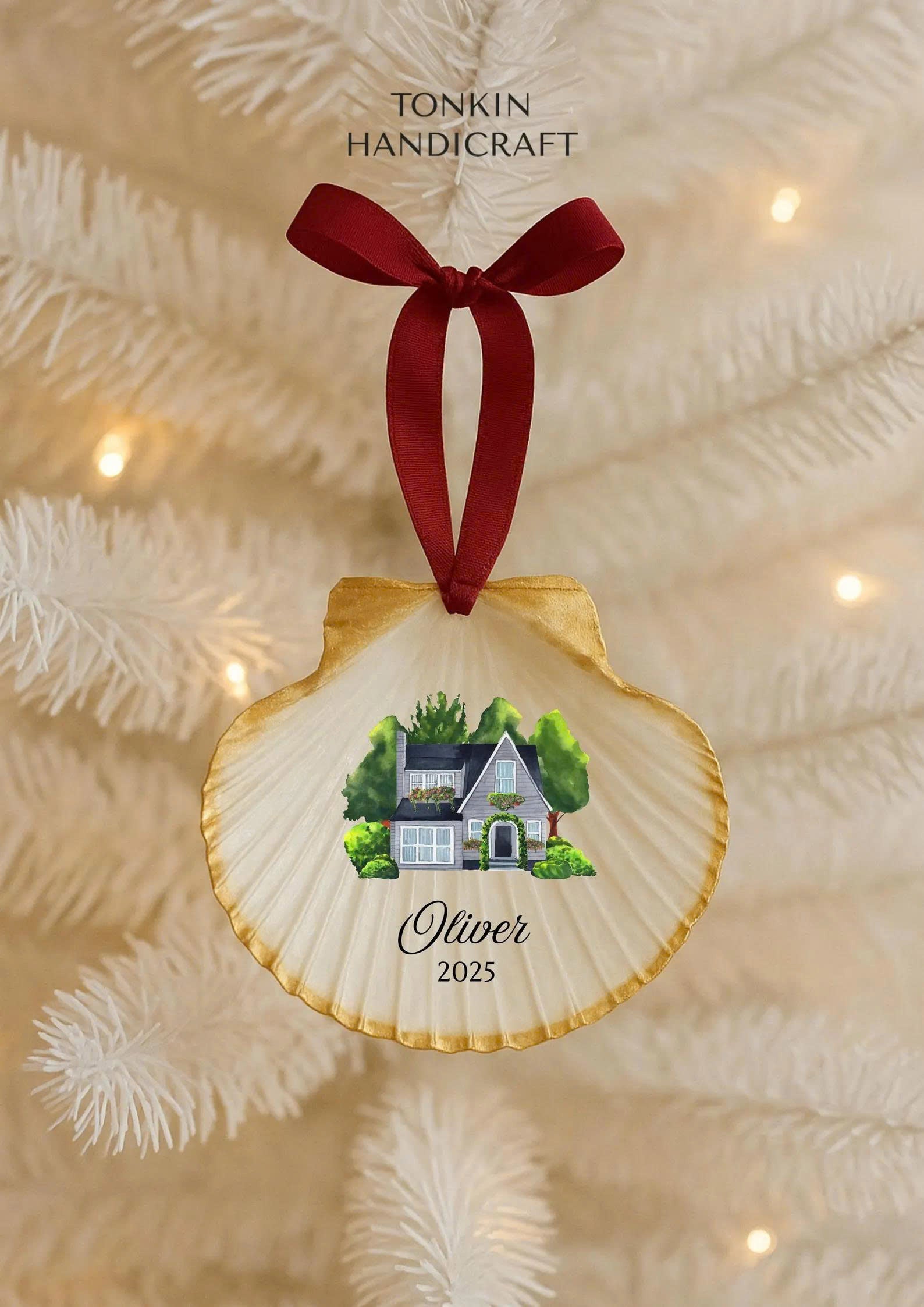 Personalized Engagement Shell Ornament 2