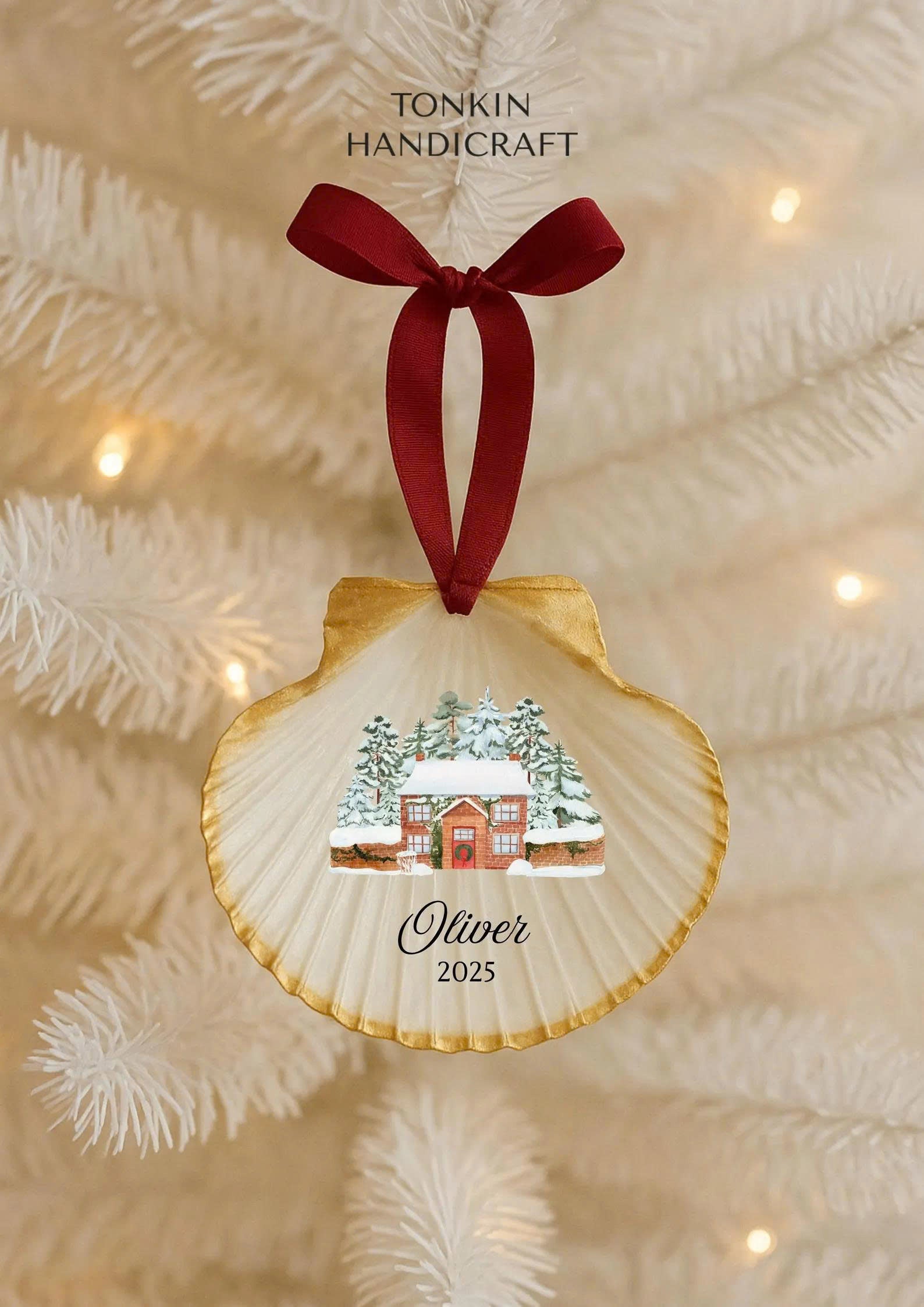 Personalized Engagement Shell Ornament 2